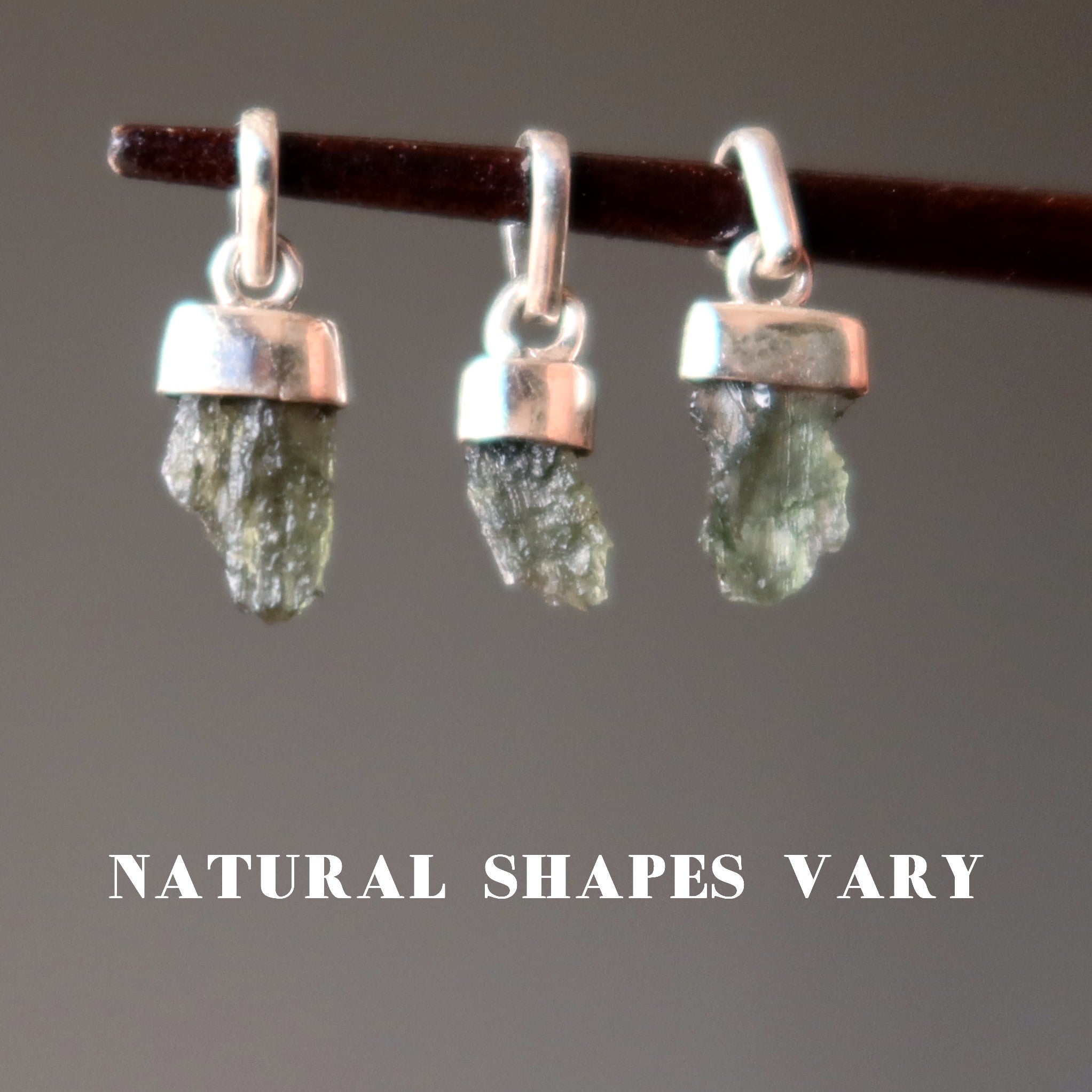 Pendentif en Moldavite Secrets de l'espace Argent sterling véritable