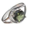 Bague Moldavite l'histoire d'amour de Saturne Gemme argent sterling
