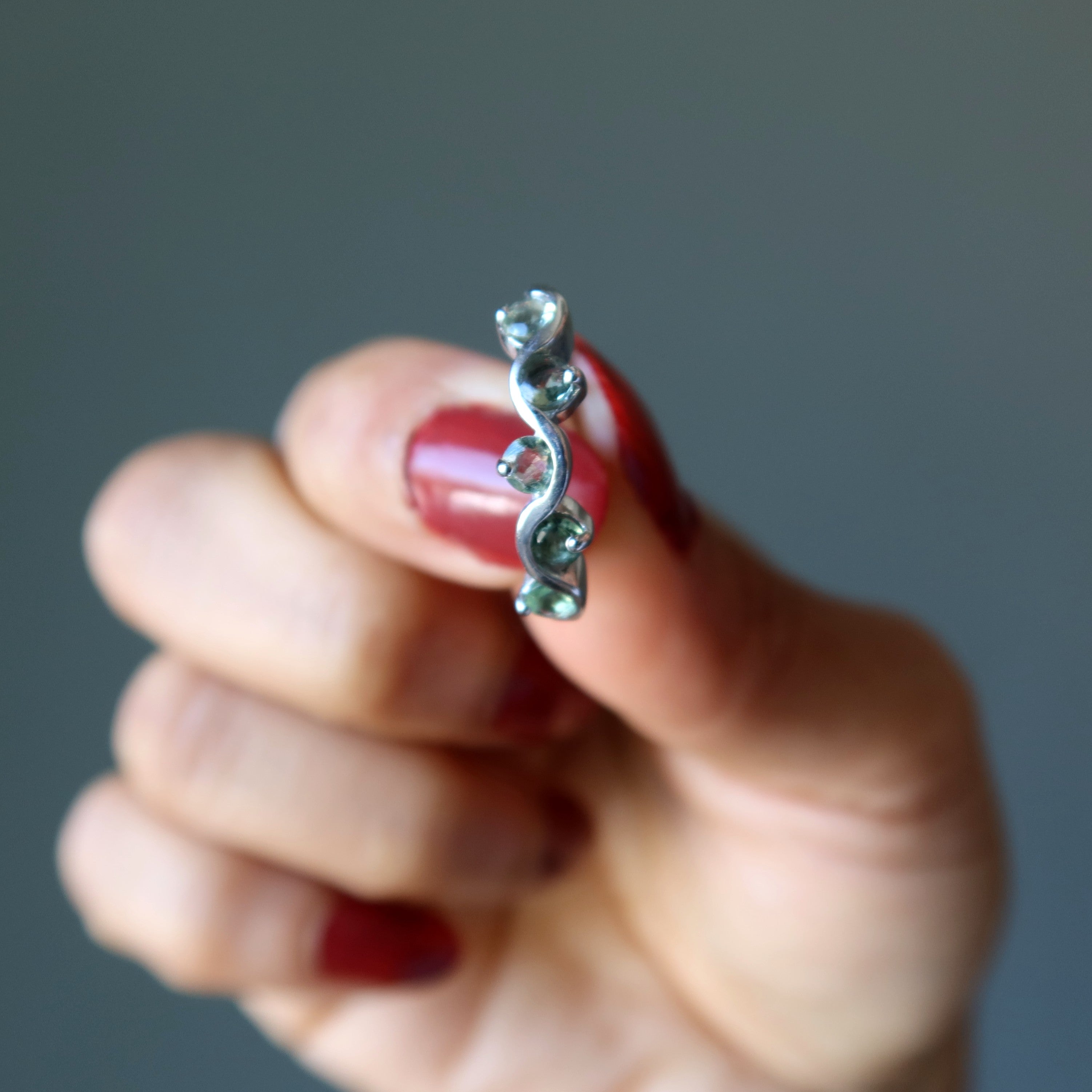 Moldavit-Ring Sternbild Leier Sterlingsilber