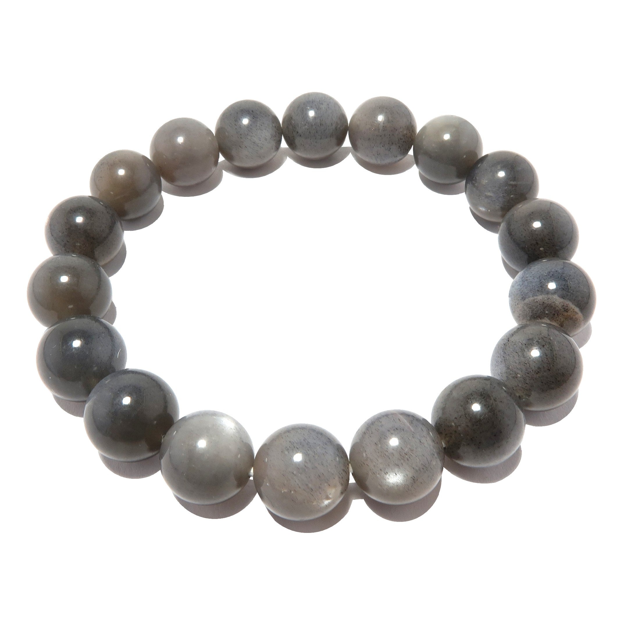 Black Moonstone Bracelet Silver Sheen Beads Dream Crystal