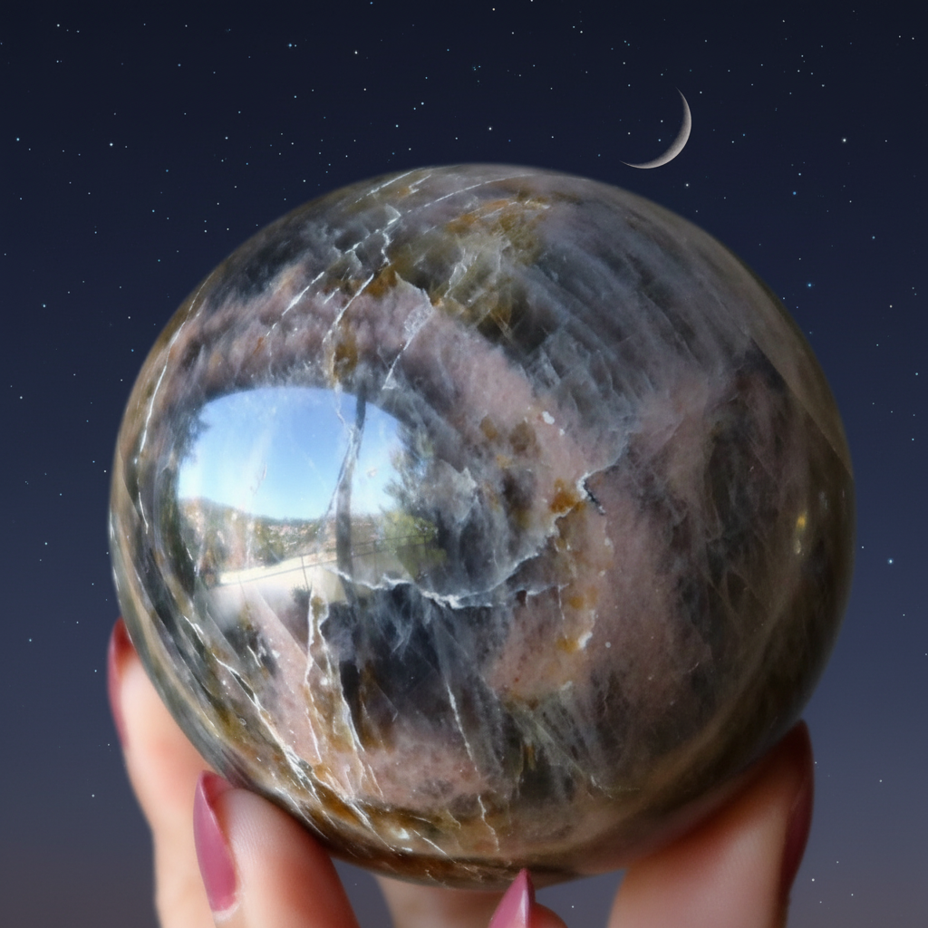 Sphère de Pierre de Lune Noire Ma Boule de Cristal pour de Nouvelles Aventures
