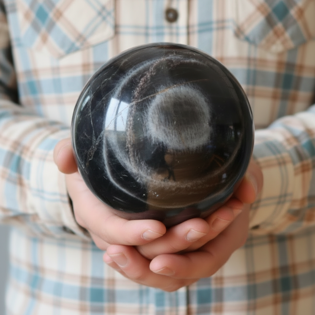 Sphère de Pierre de Lune Noire Ma Boule de Cristal pour de Nouvelles Aventures
