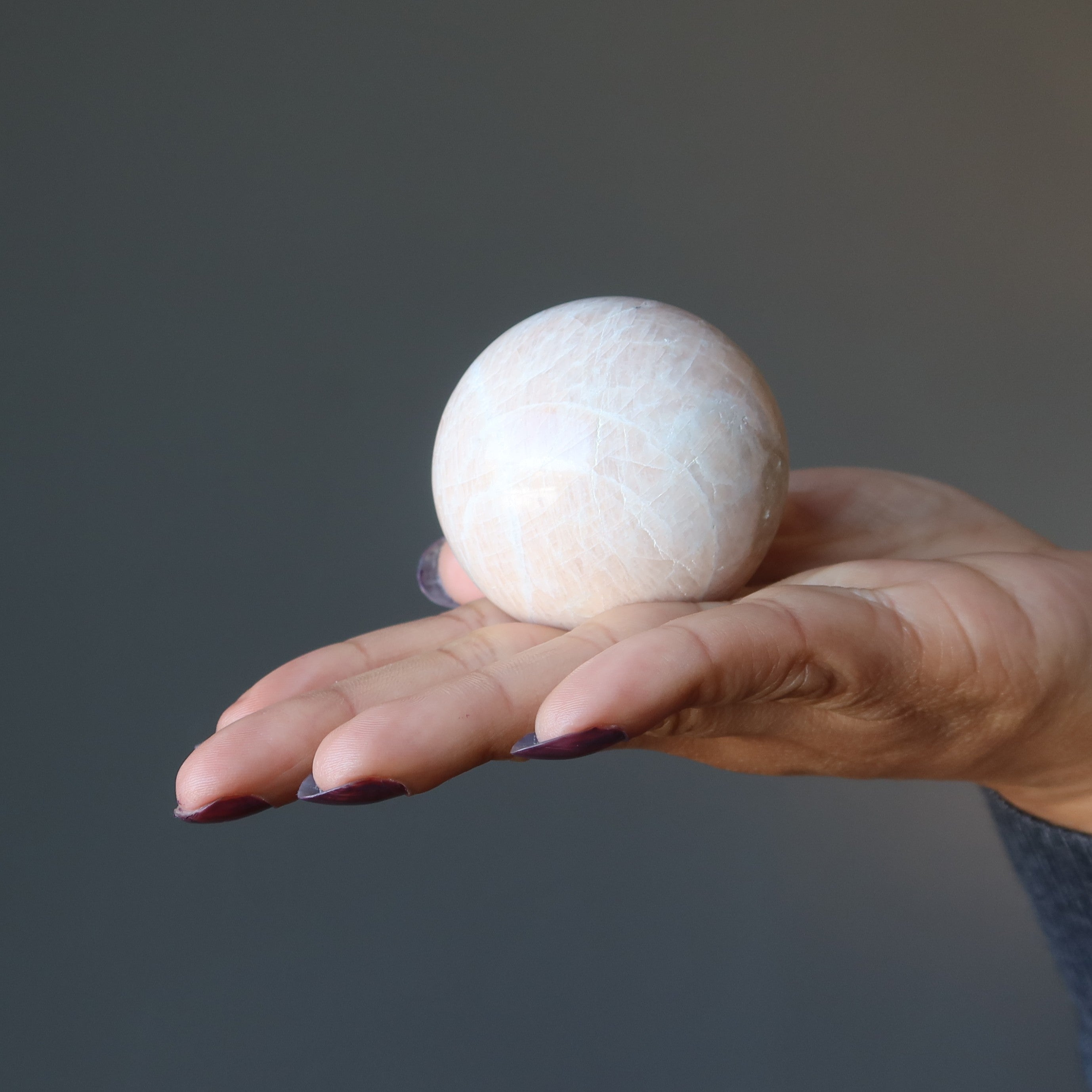 Peach Moonstone Sphere Cream Serene Soul Healing Crystal Ball