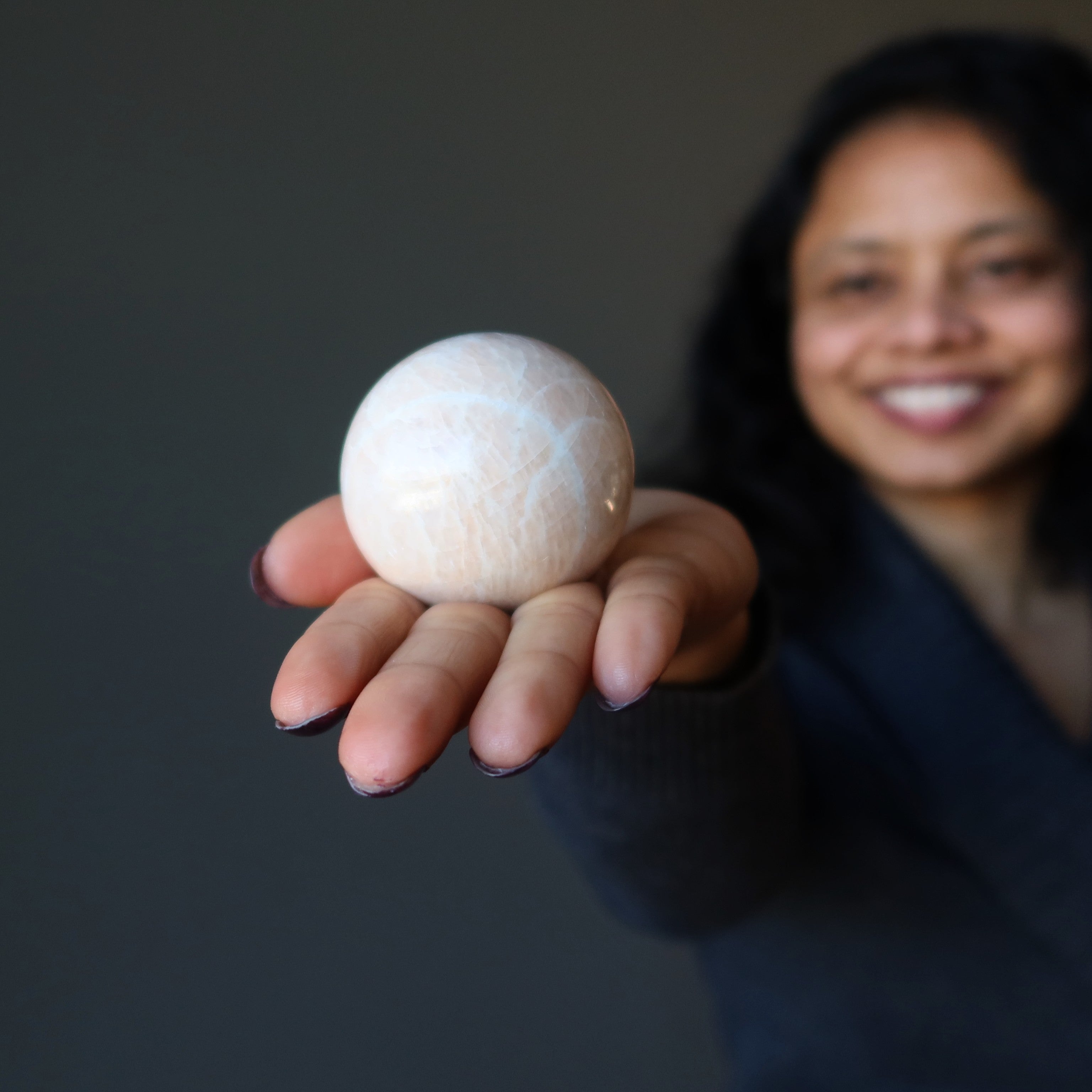 Peach Moonstone Sphere Cream Serene Soul Healing Crystal Ball