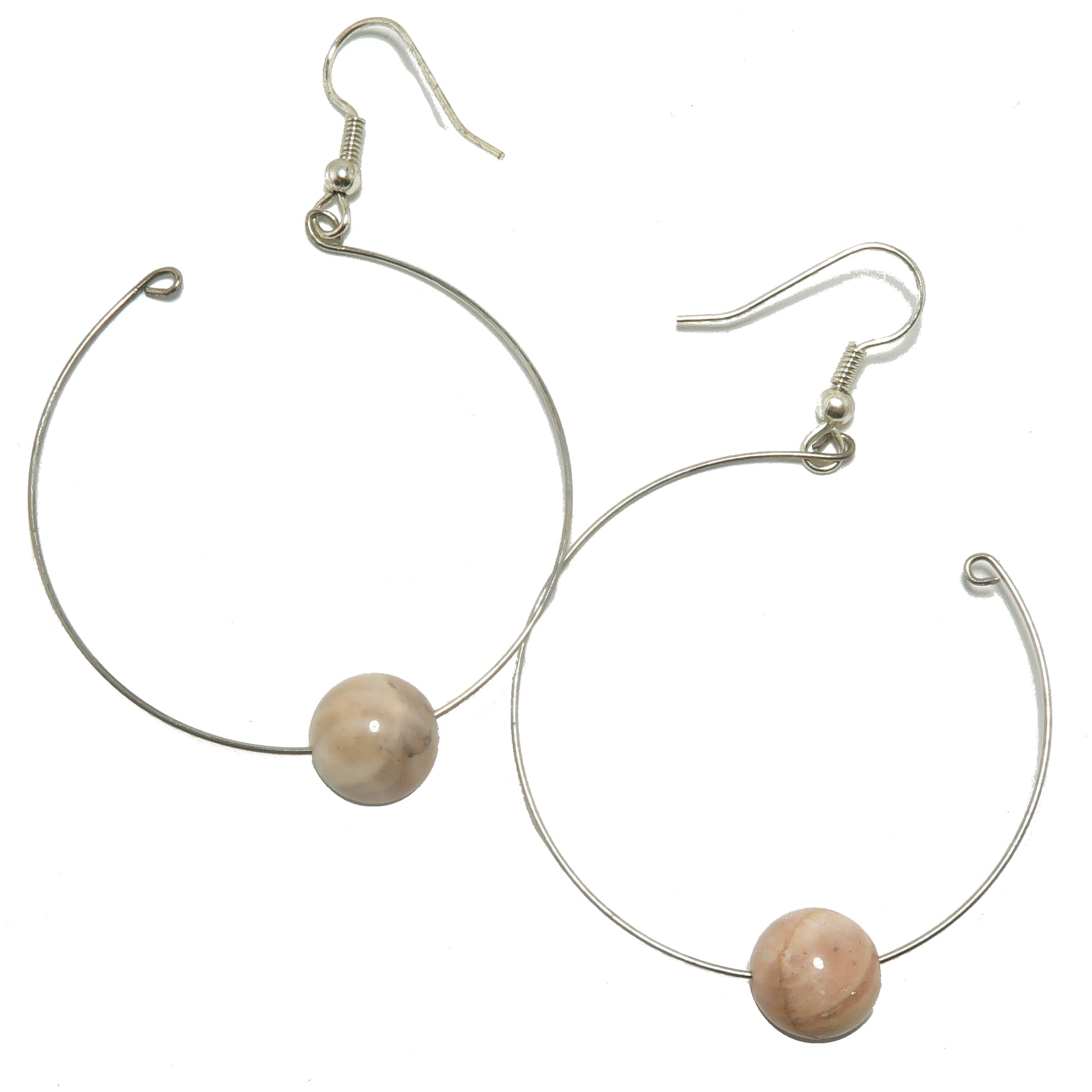 Boucles d'oreilles Pierre de lune Pêche Demi-créoles intemporelles