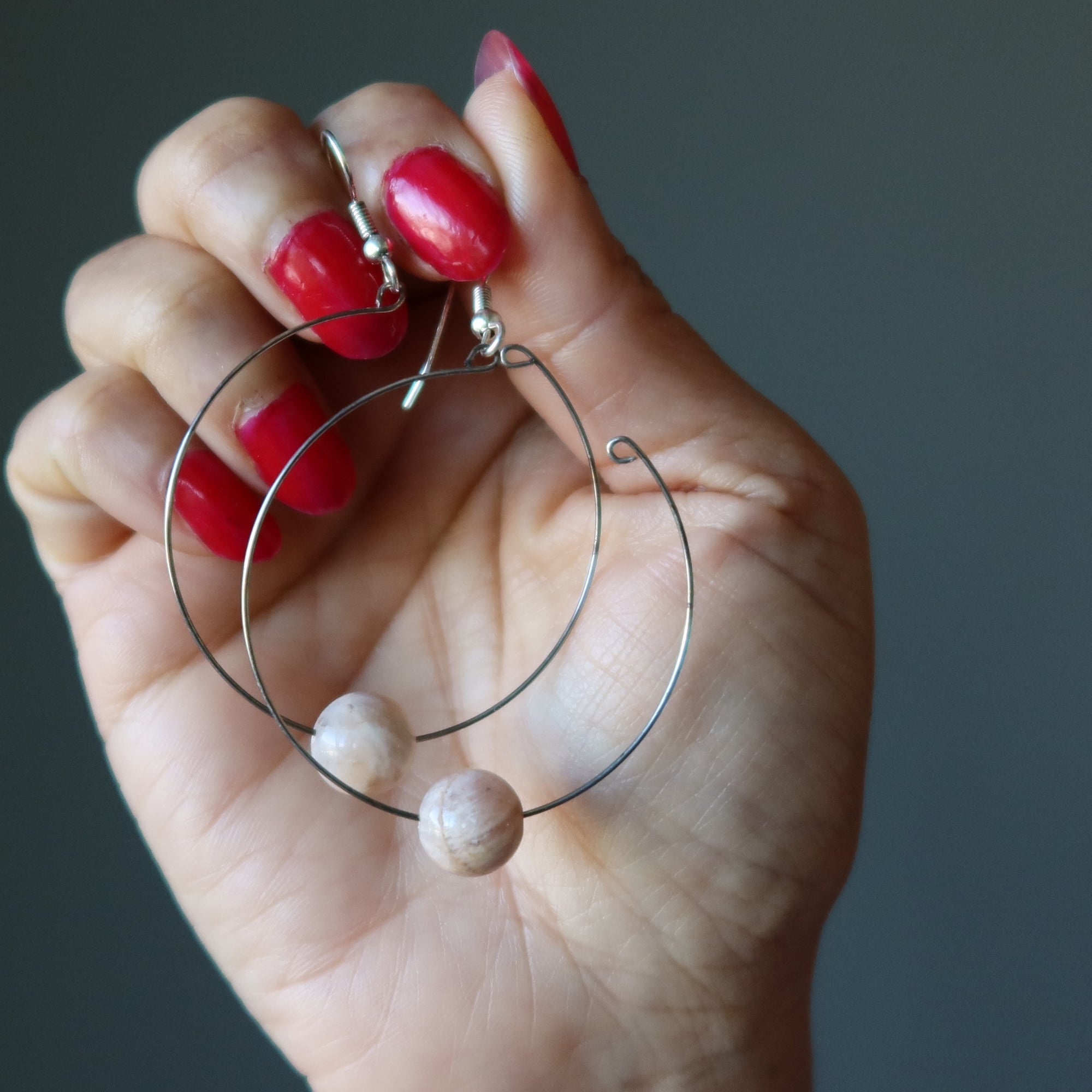 Boucles d'oreilles Pierre de lune Pêche Demi-créoles intemporelles