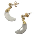 Rainbow Moonstone Earrings Crescent Moon 24-Karat Gold