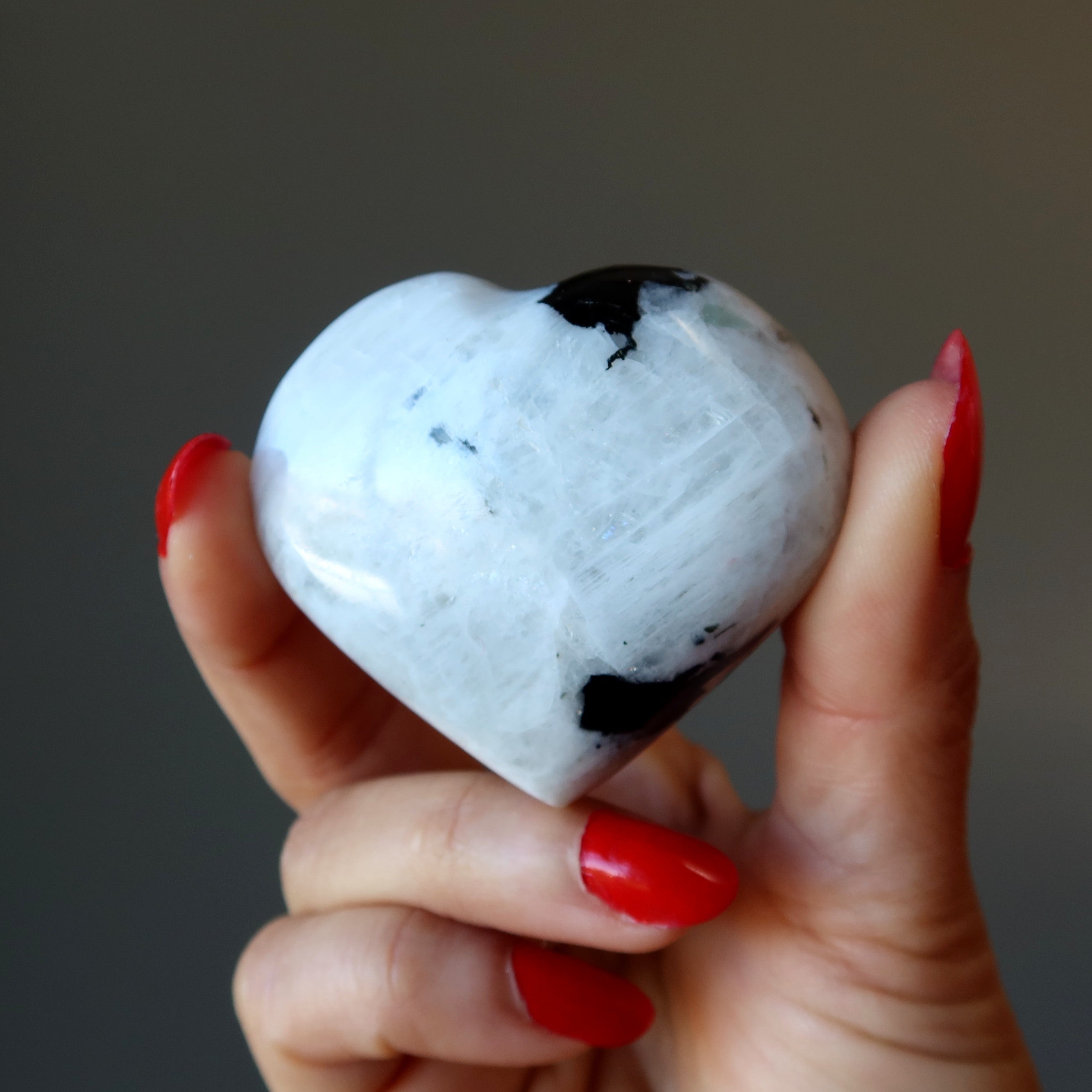 Pierre de lune Tourmaline Cœur Histoire d'amour lunaire