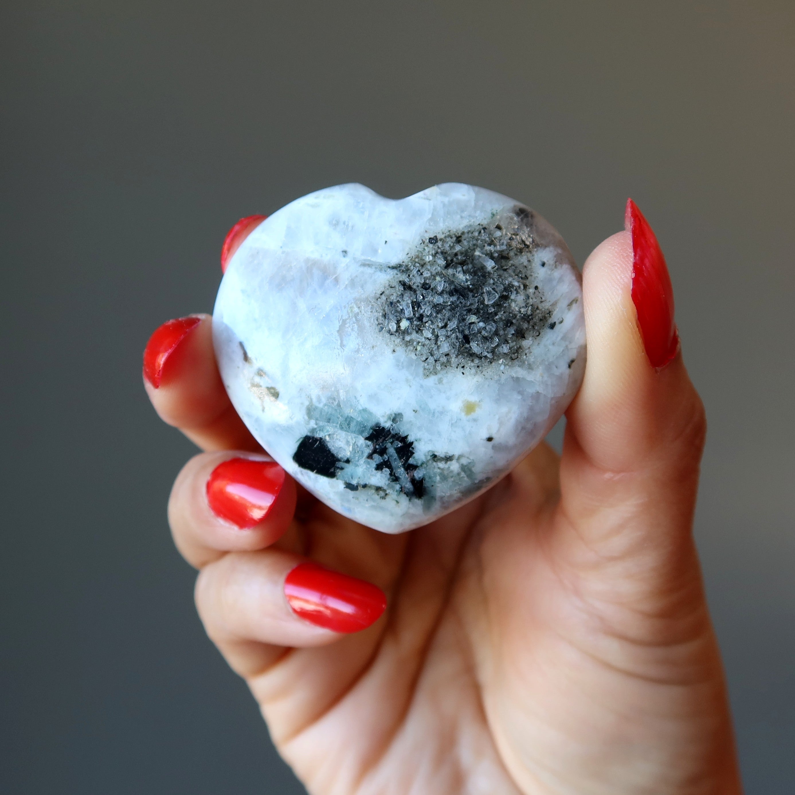 Pierre de lune Tourmaline Cœur Histoire d'amour lunaire