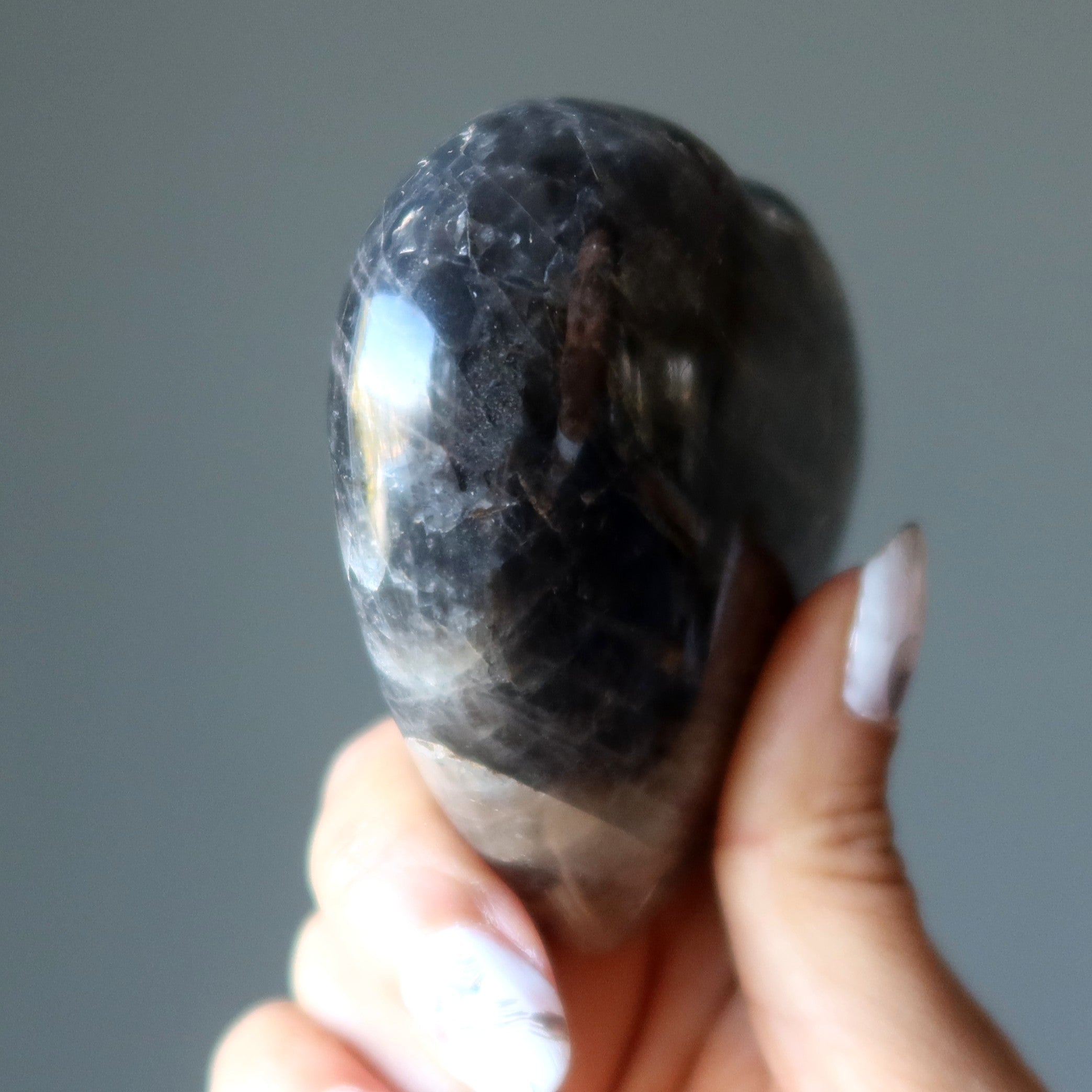Cœur de Pierre de Lune Noire Mon Amour Le Plus Profond Brille