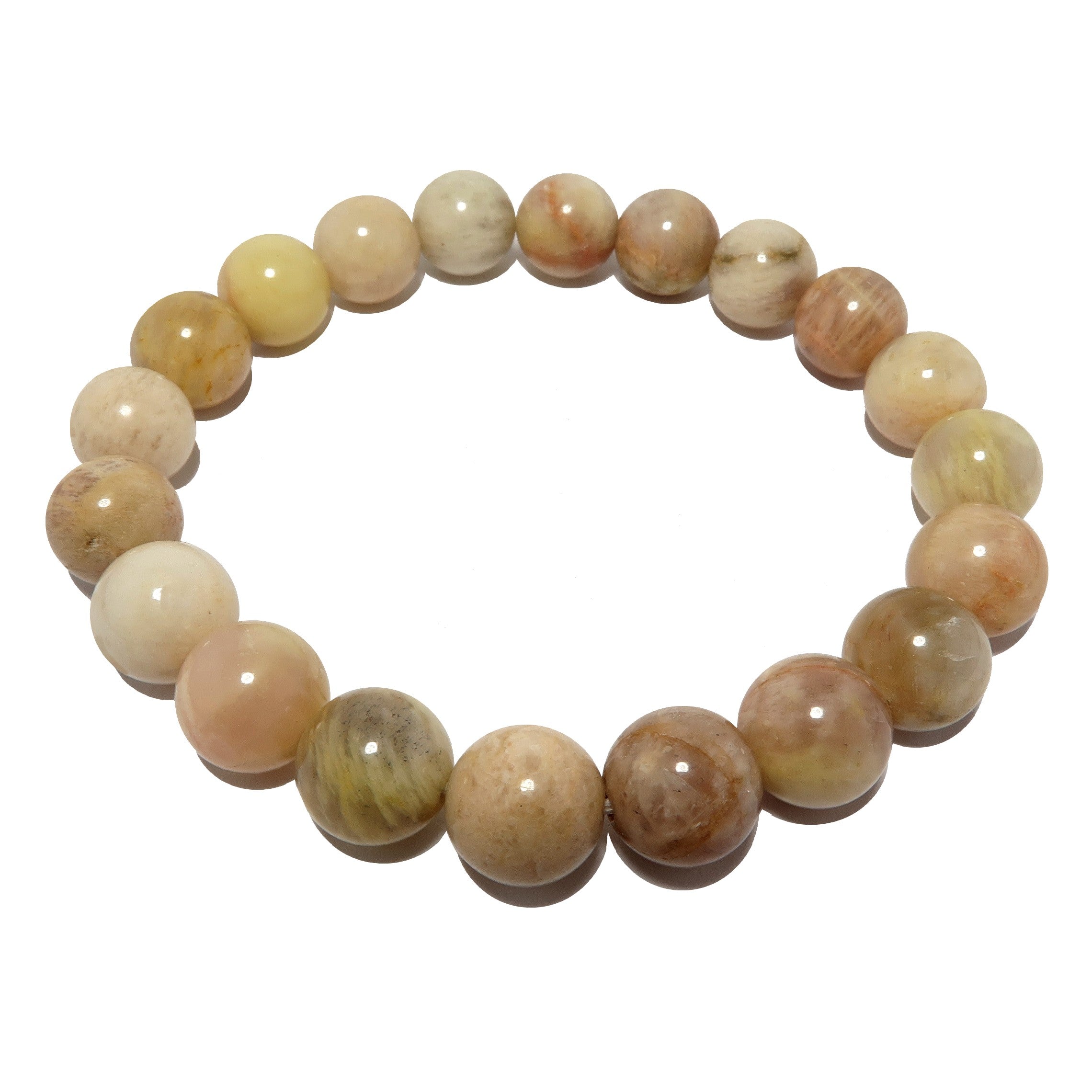 Armband aus goldenem Pfirsich-Mondstein „Sonne trifft Mond“ Tierkreiszeichen Kristall