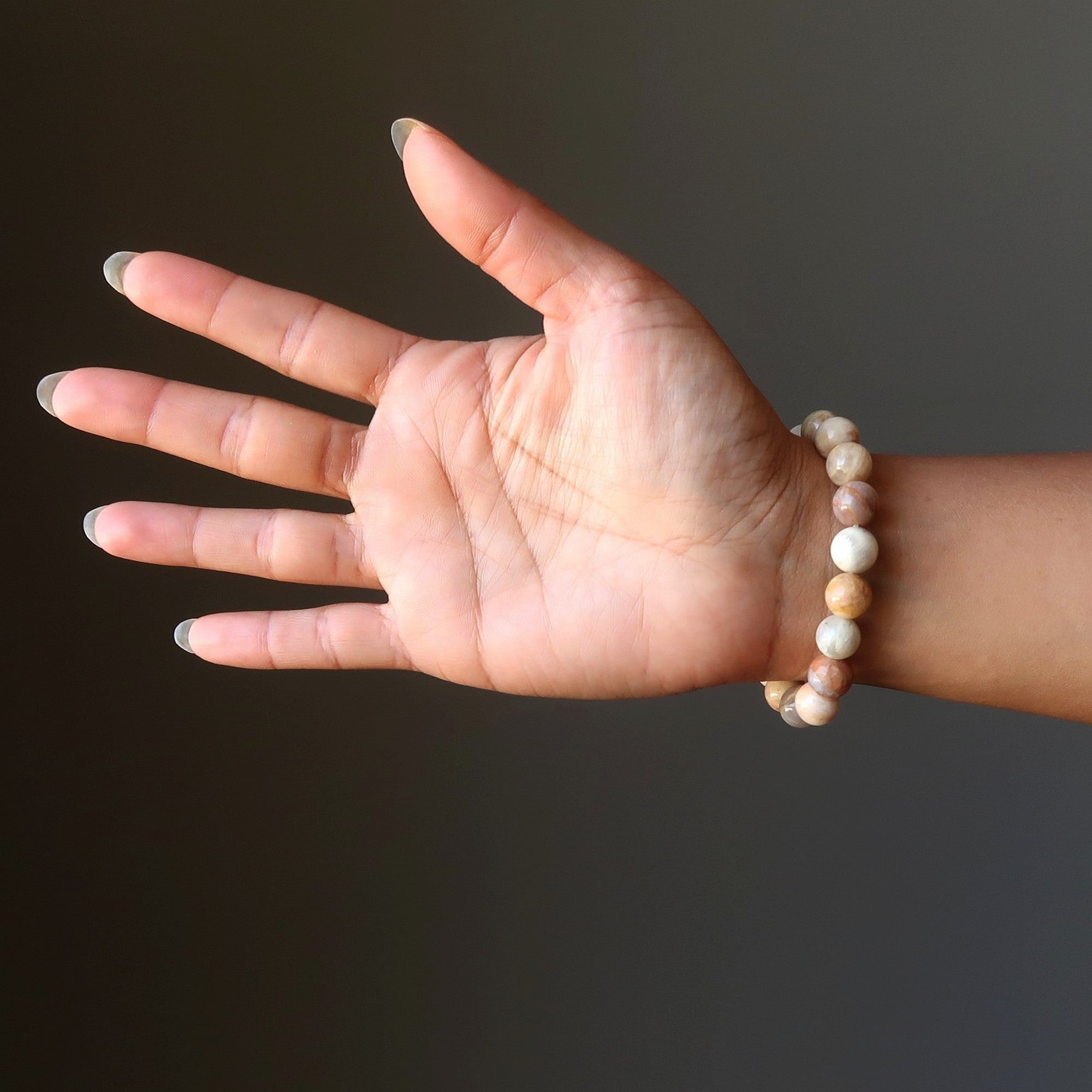 Armband aus goldenem Pfirsich-Mondstein „Sonne trifft Mond“ Tierkreiszeichen Kristall