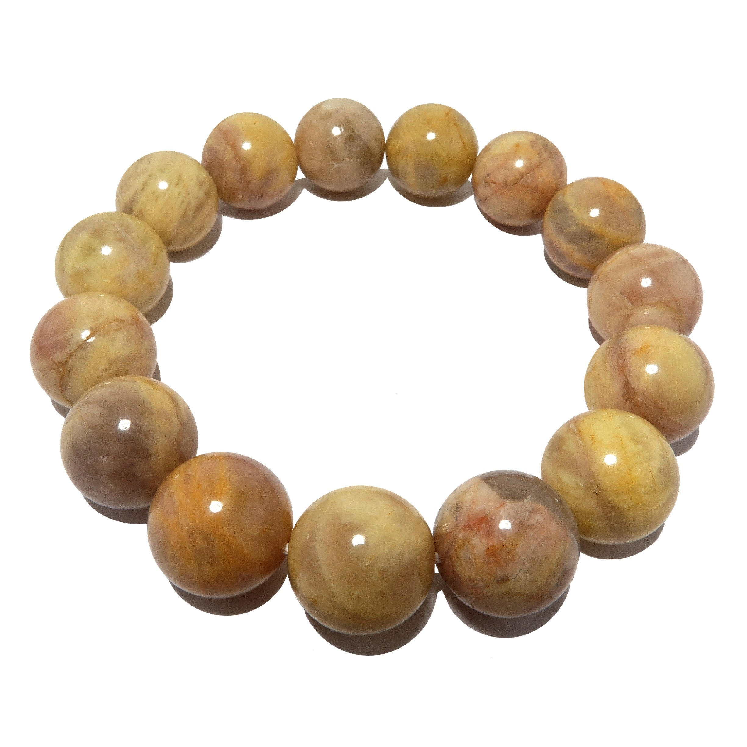 Armband aus goldenem Pfirsich-Mondstein „Sonne trifft Mond“ Tierkreiszeichen Kristall