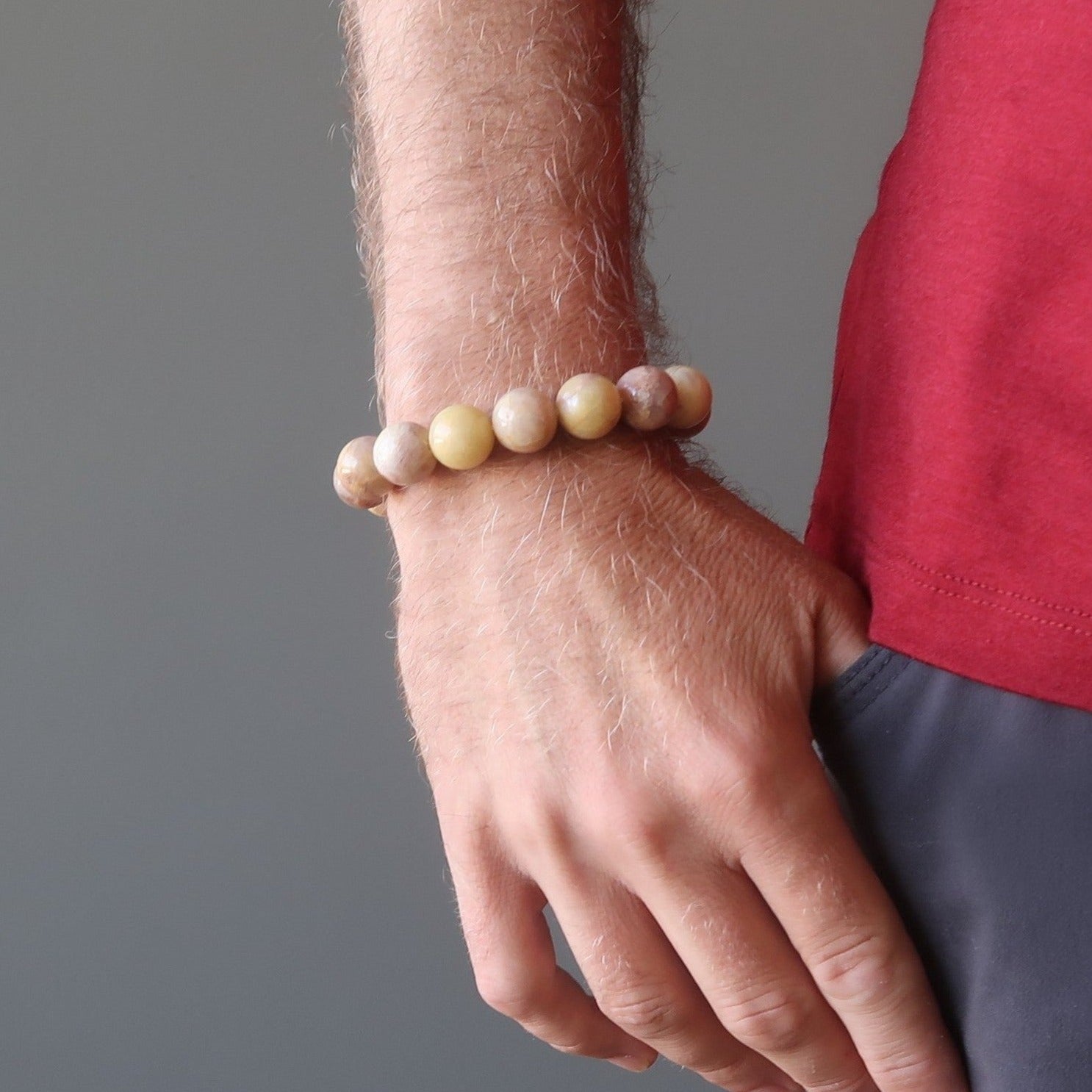 Armband aus goldenem Pfirsich-Mondstein „Sonne trifft Mond“ Tierkreiszeichen Kristall