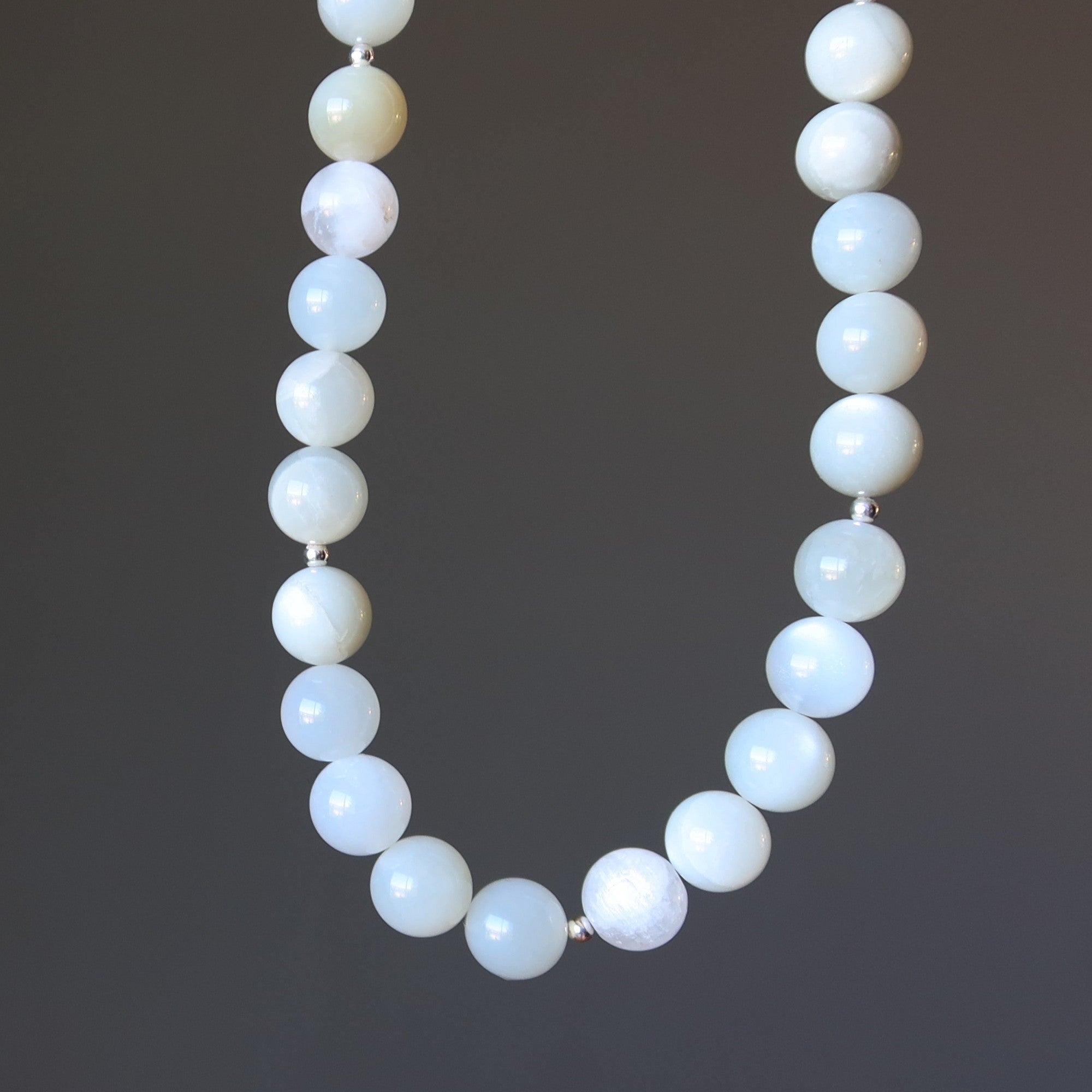 White Moonstone Necklace Full Moon Rising Gem