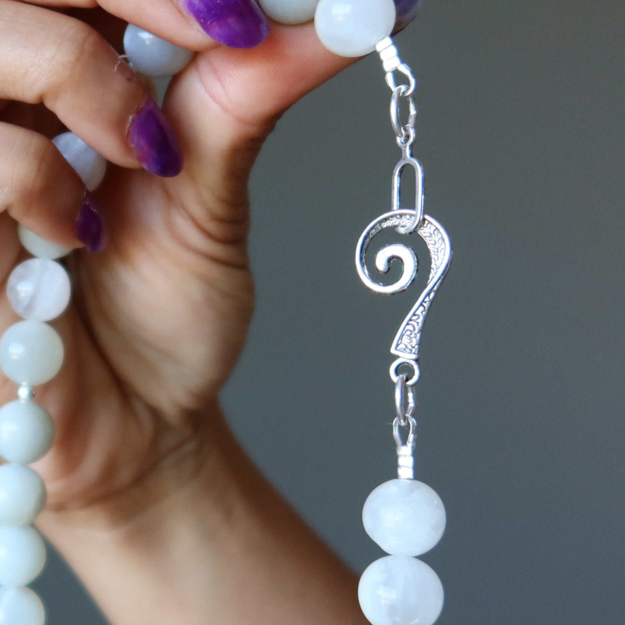 White Moonstone Necklace Full Moon Rising Gem