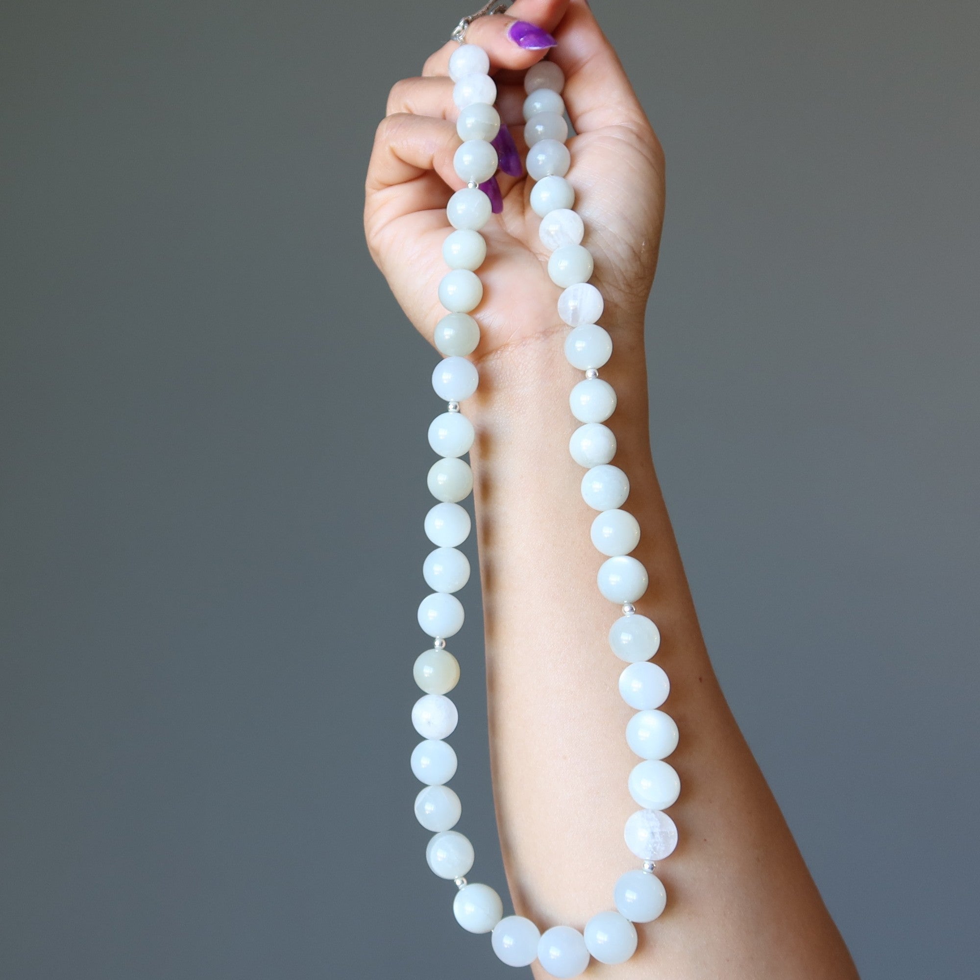 White Moonstone Necklace Full Moon Rising Gem