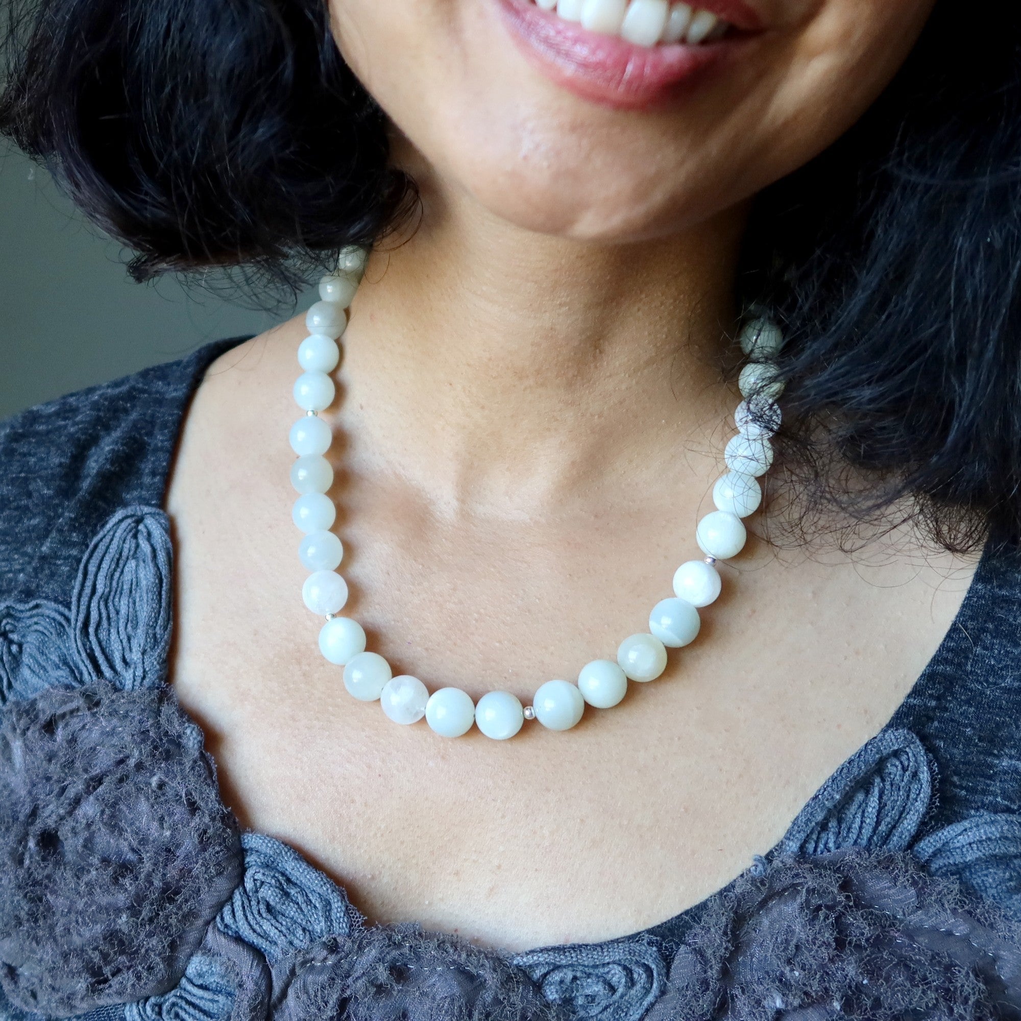 White Moonstone Necklace Full Moon Rising Gem