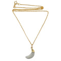 Rainbow Moonstone Necklace Crescent Moon 24-Karat Gold