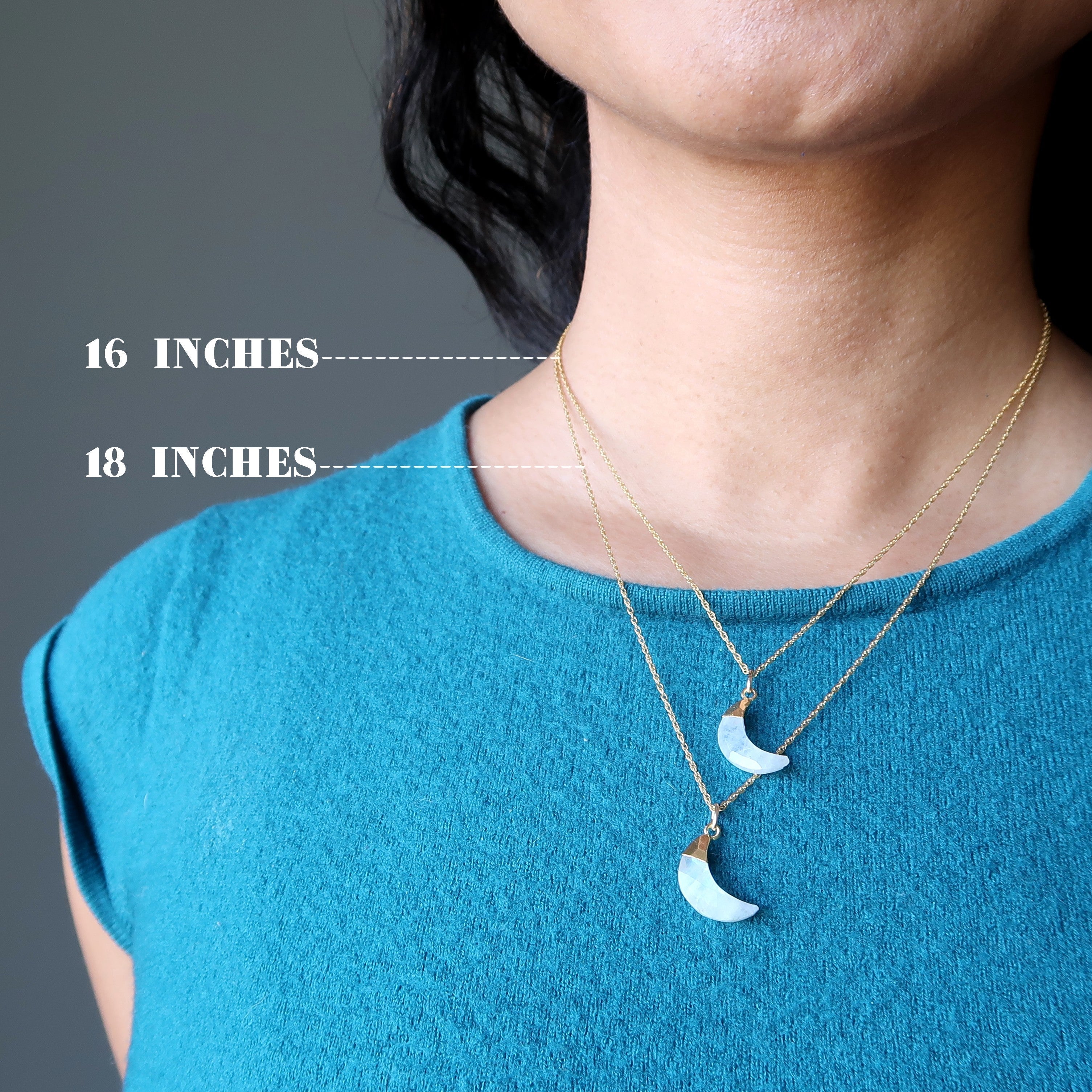 Rainbow Moonstone Necklace Crescent Moon 24-Karat Gold