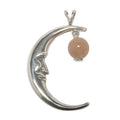 Pfirsich-Mondstein-Anhänger Halbmond Sterlingsilber