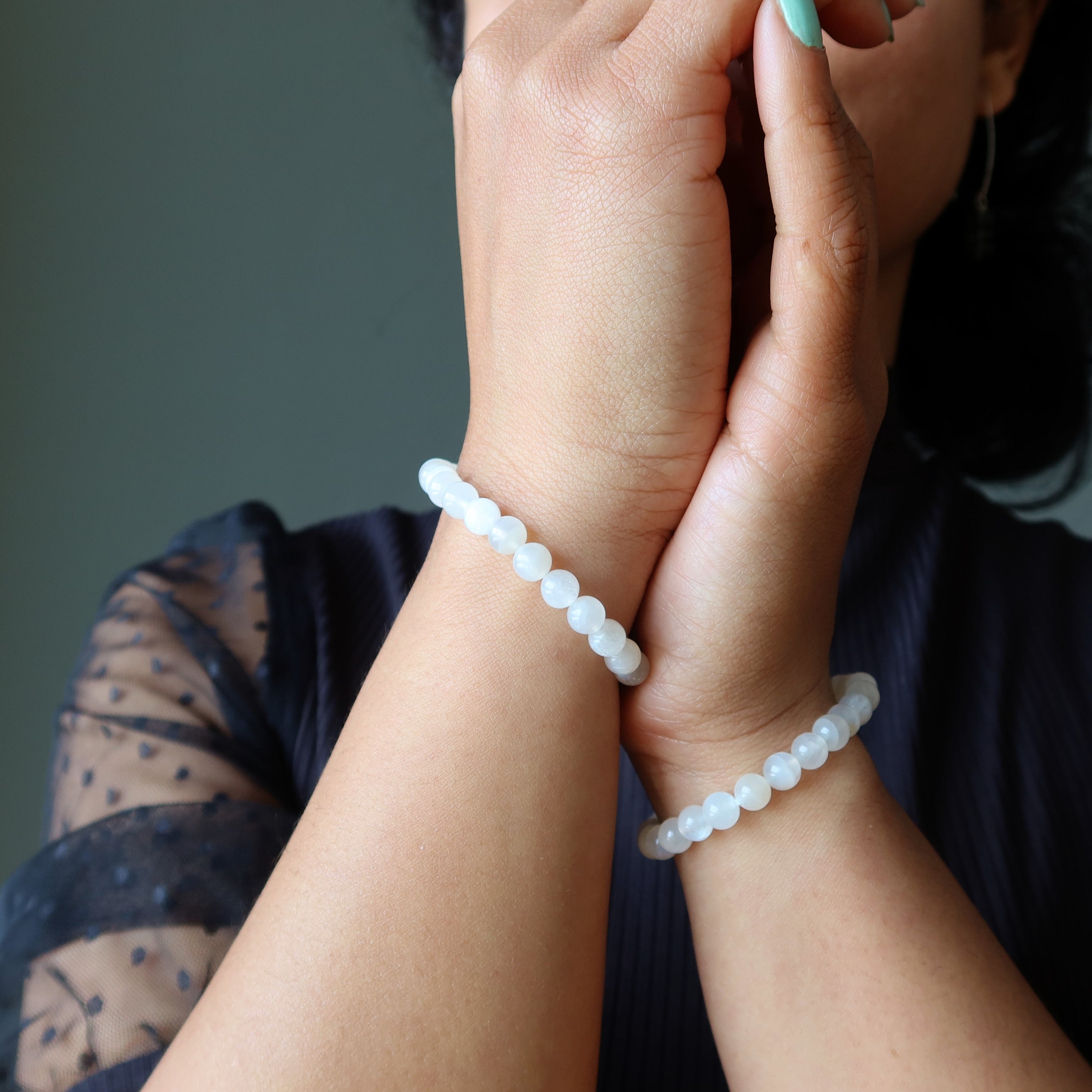 Bracelet Pierre de Lune Arc-en-ciel Céleste Blanc Cristal Céleste