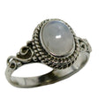 Regenbogen-Mondstein-Ring Göttin Diana Sterlingsilber