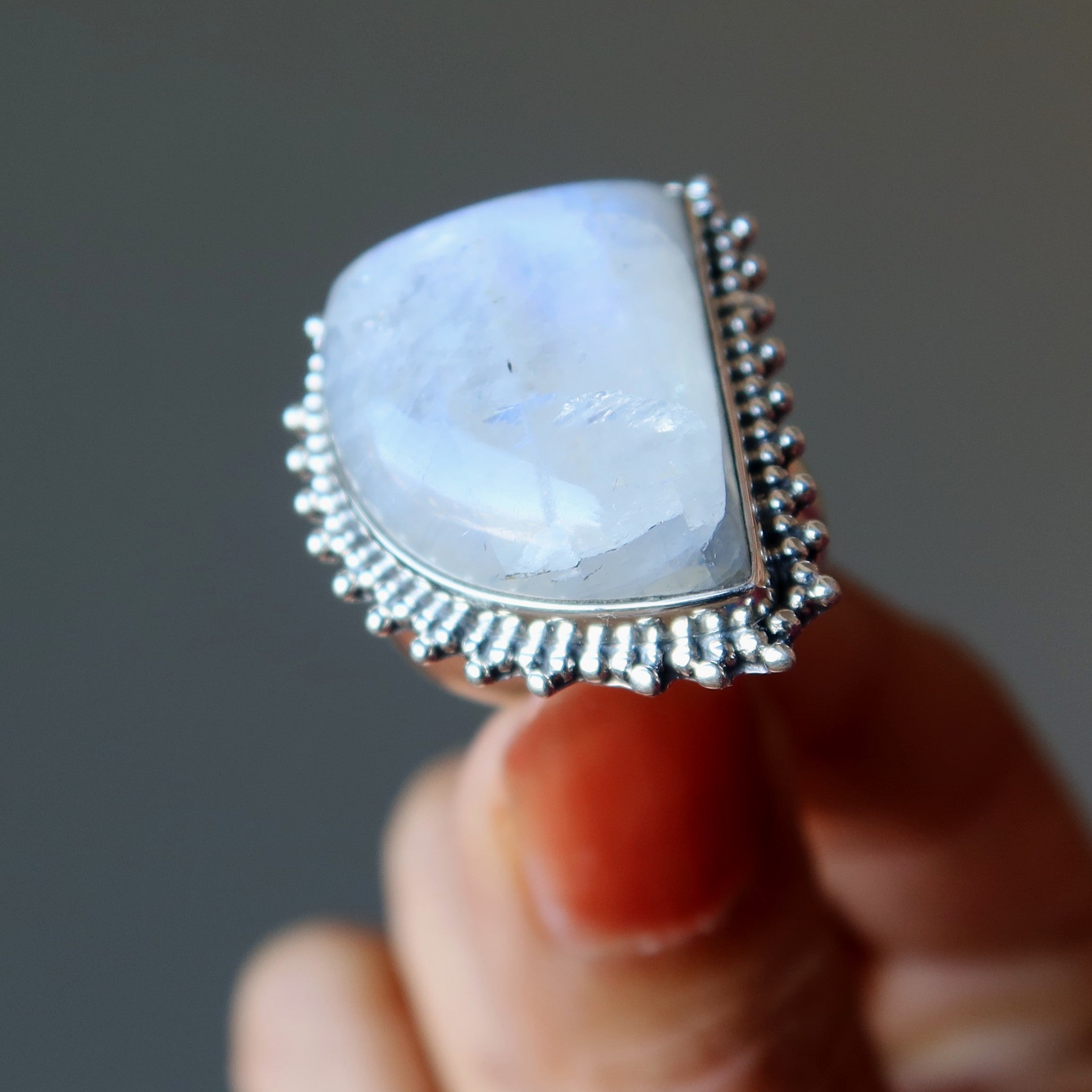 Rainbow Moonstone Ring Lunar Lush Sterling Silver Size 8.5