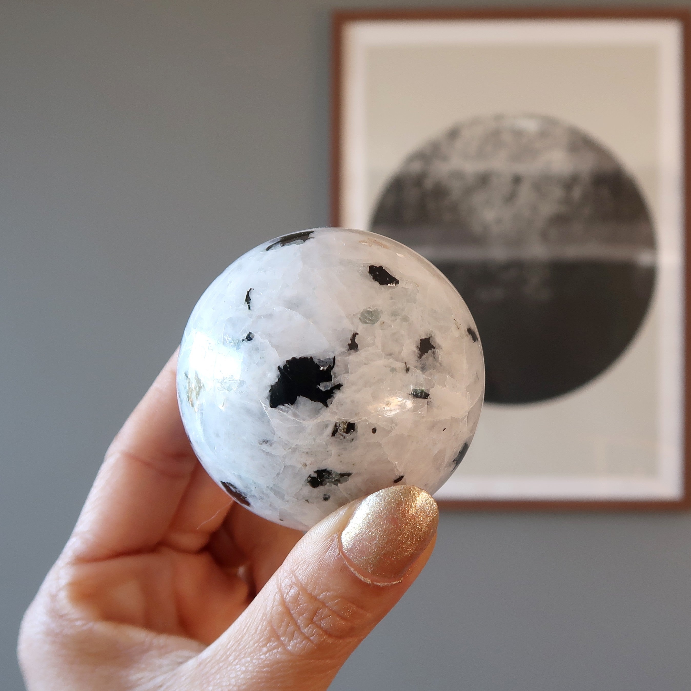 Moonstone Tourmaline Sphere Rainbow Dream Crystal Ball