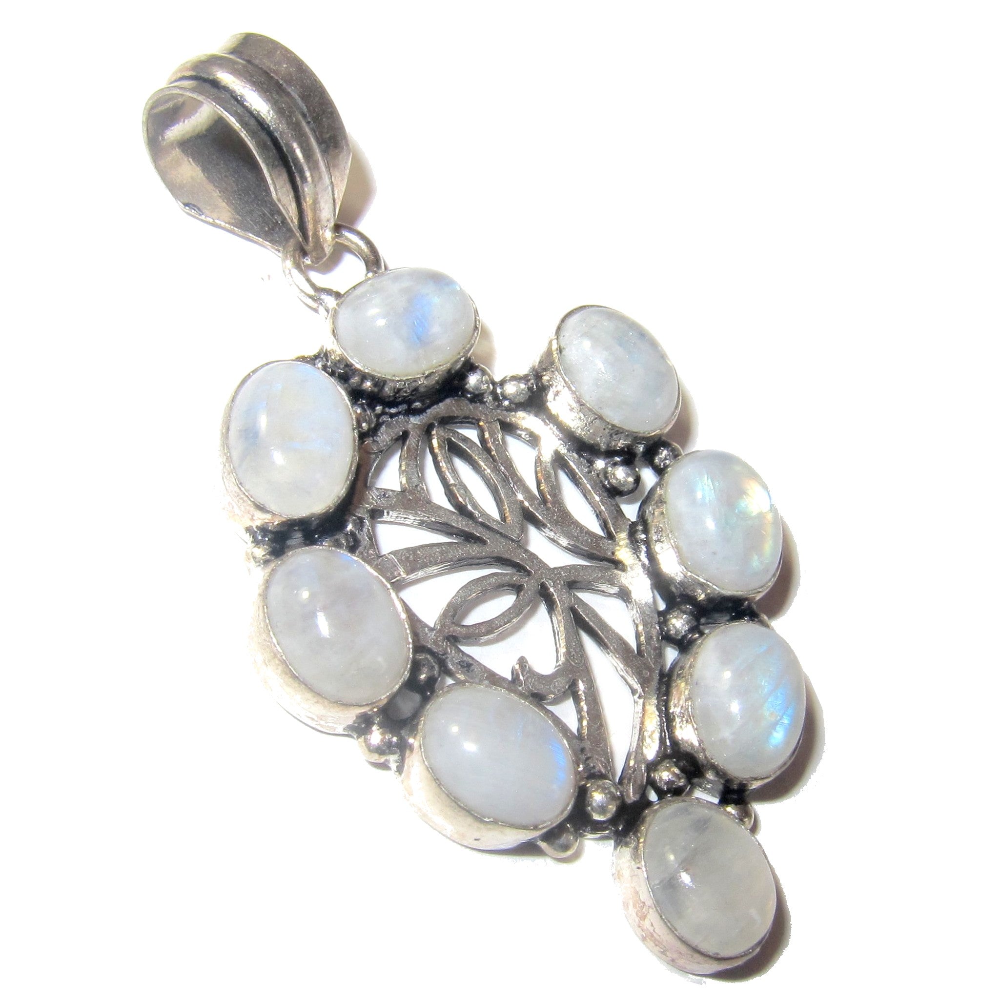 Rainbow Moonstone Pendant Moon Drop Healing Blue Gems