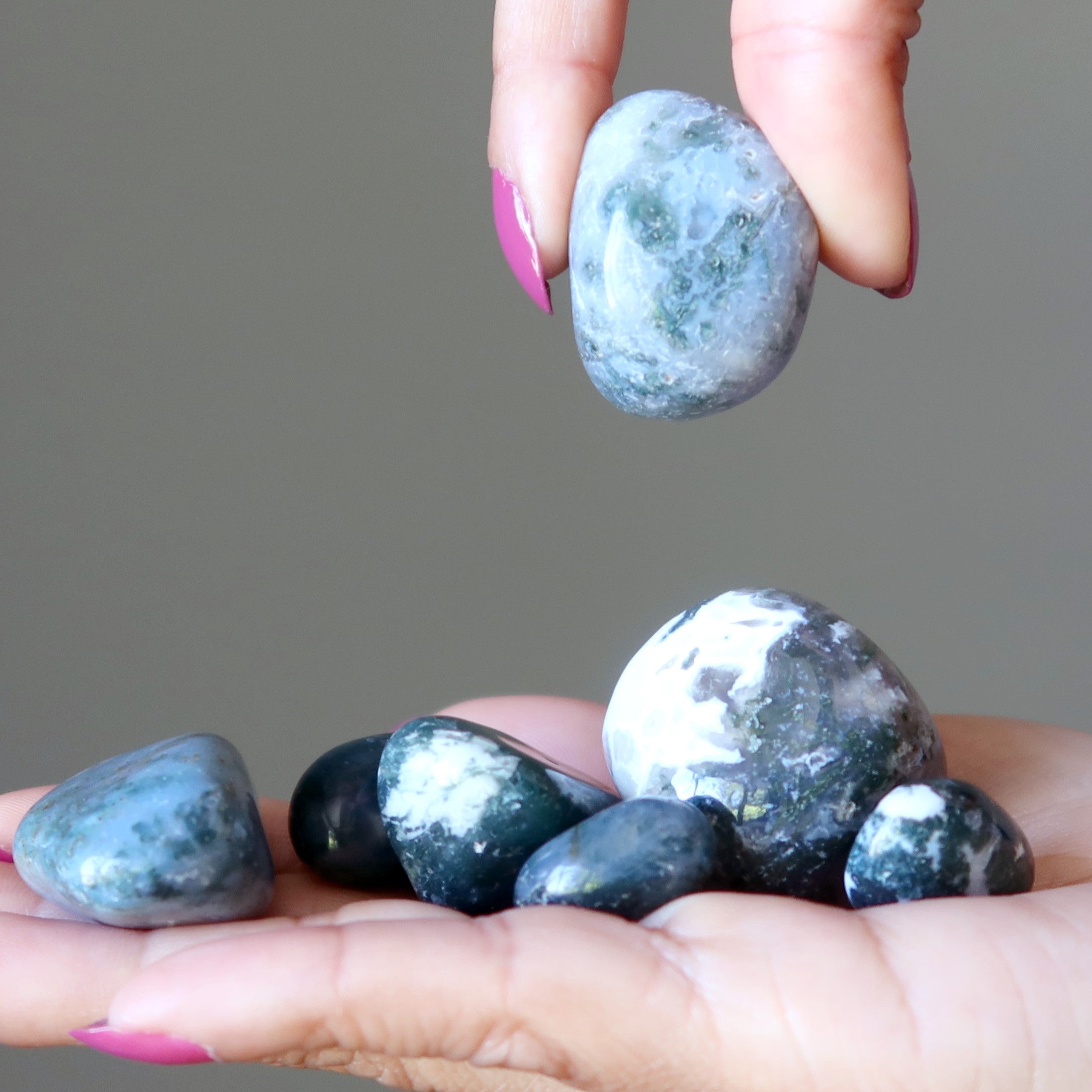 Moss Agate Tumbled Stone I'm a Natural