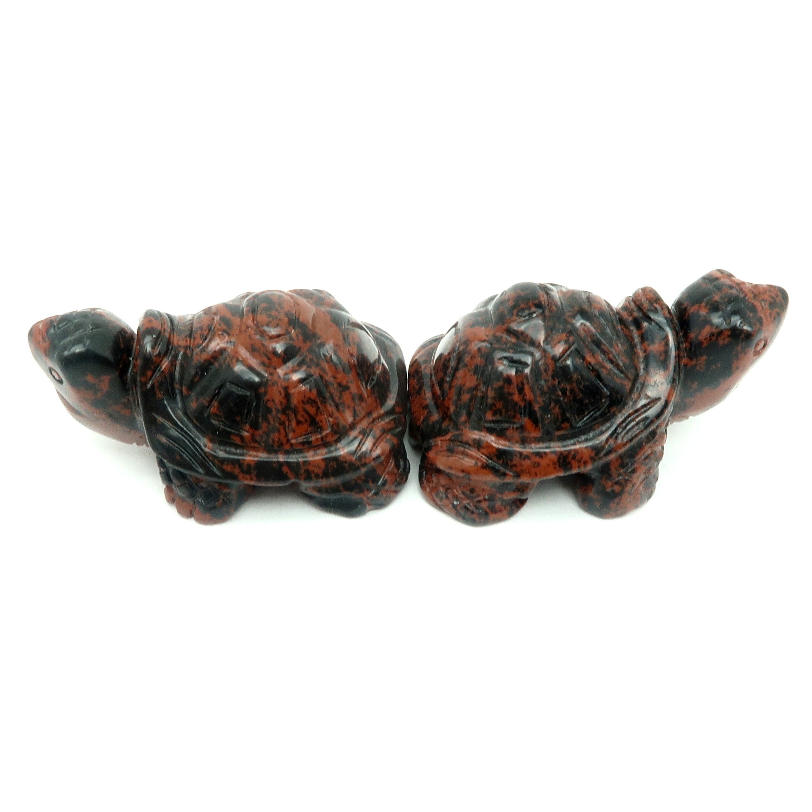 Mahagoni-Obsidian-Schildkröten-Set Langlebigkeits-Schutzstein-Paar