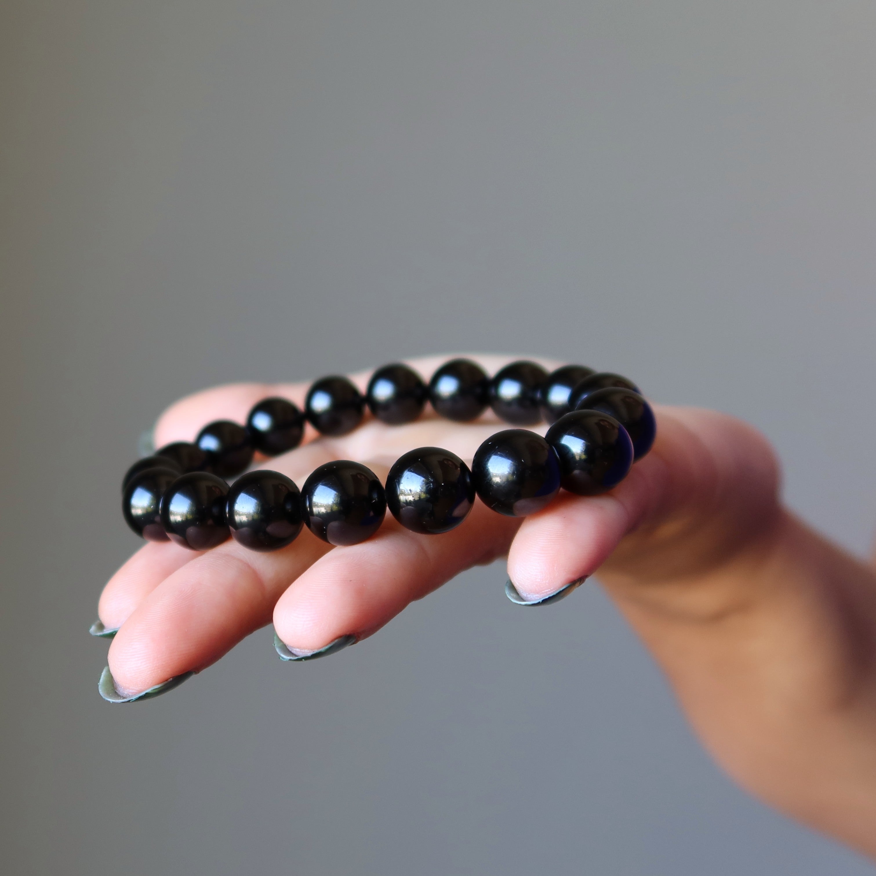 Black Obsidian Bracelet Natural Beads Top Protection Crystal