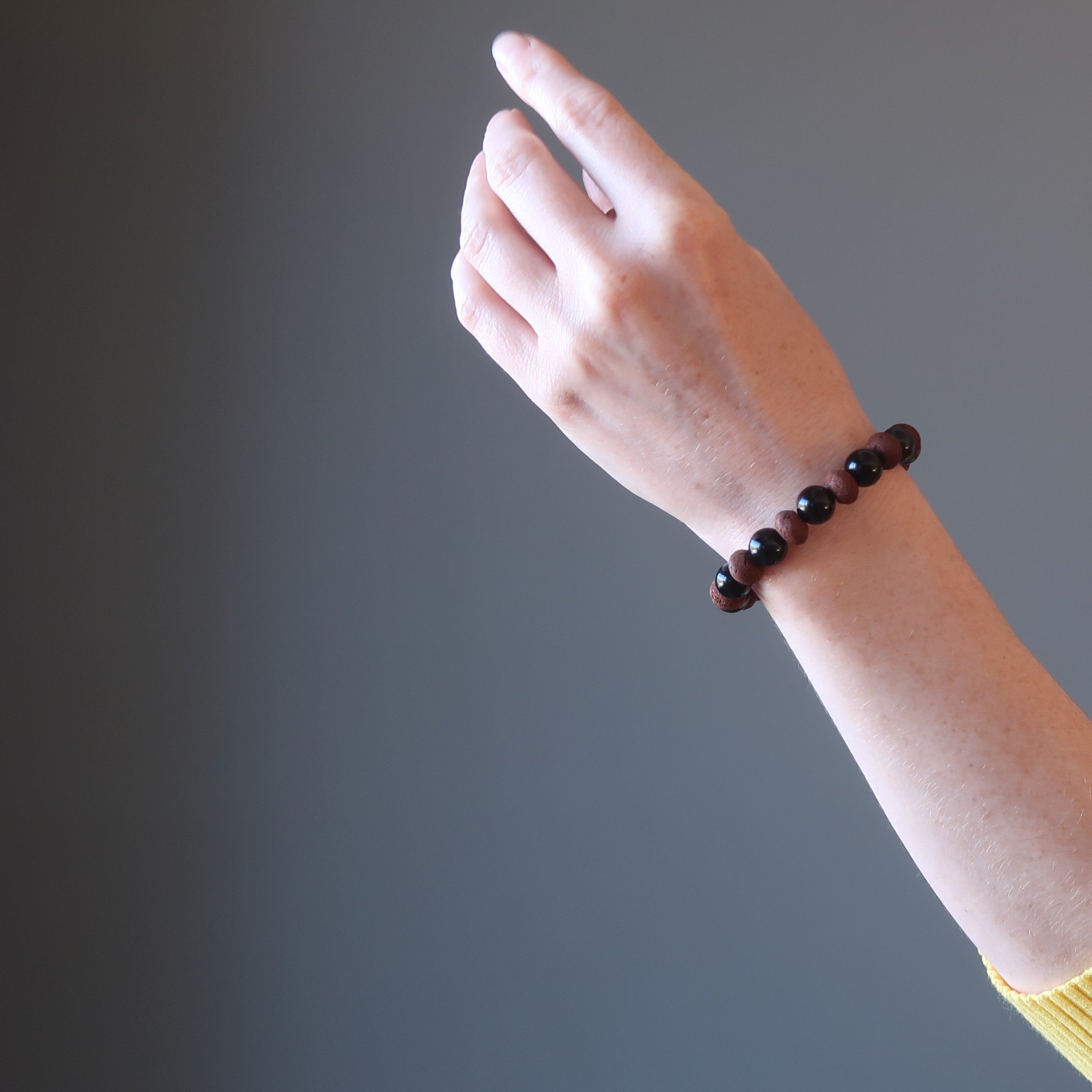 Black Obsidian Bracelet & Red Lava Aromatherapy Diffuser