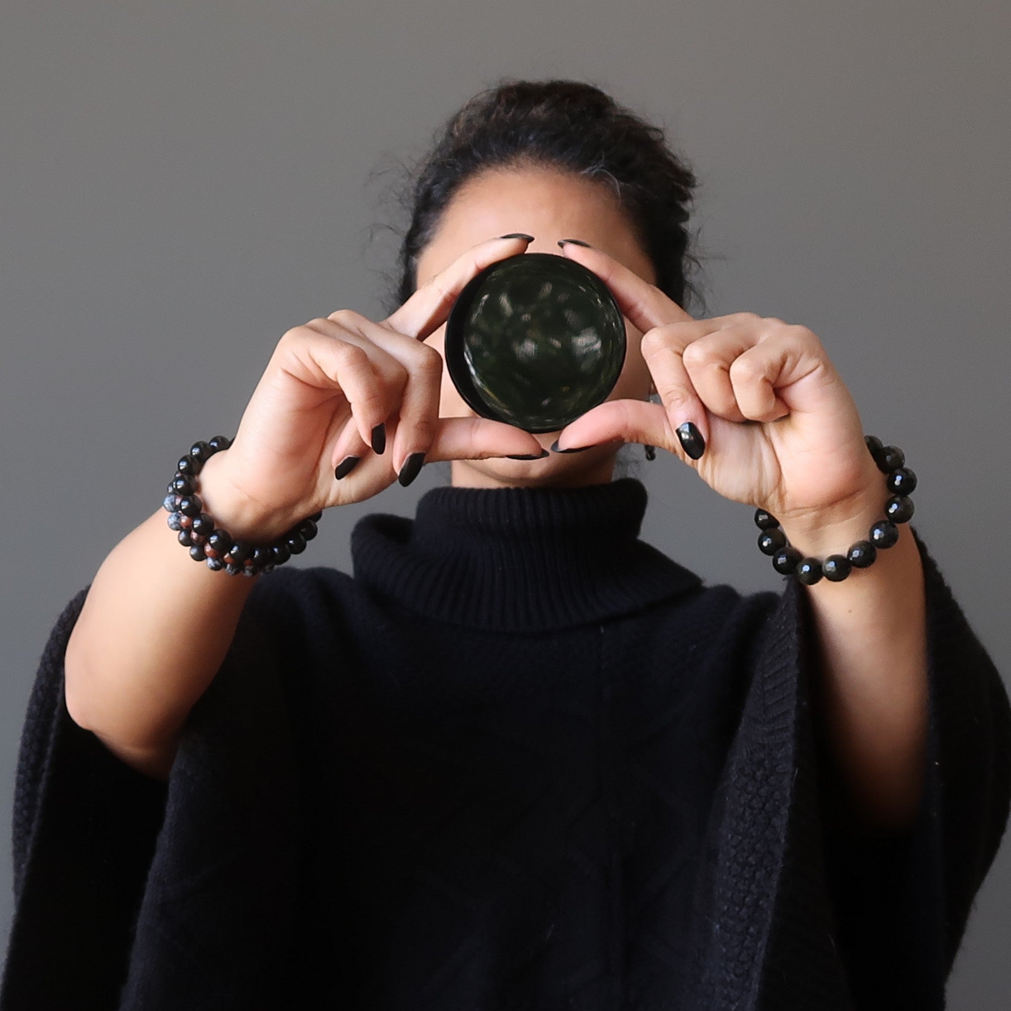 Black Obsidian Charger Mirror Gazing Stone