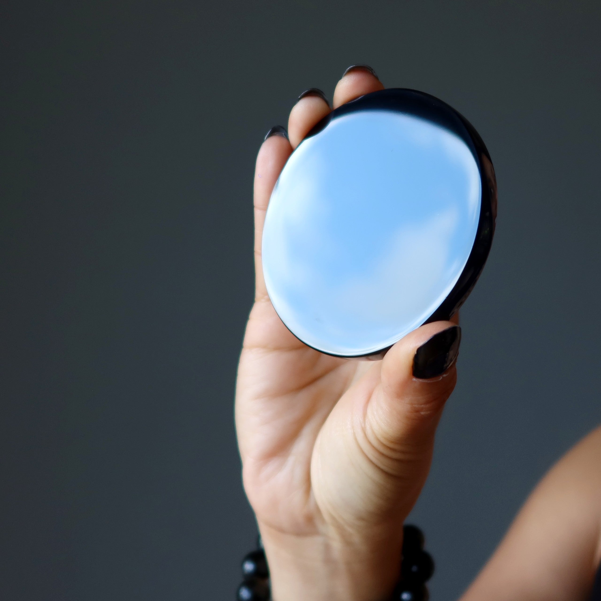 Black Obsidian Charger Mirror Gazing Stone