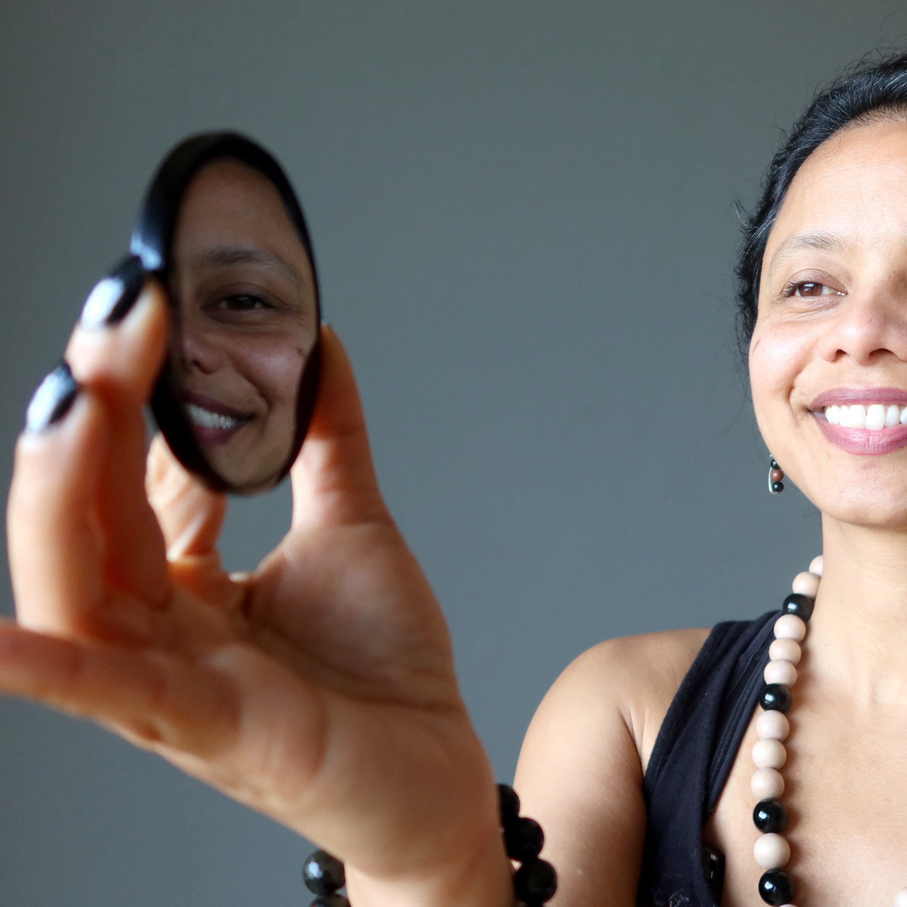 Black Obsidian Charger Mirror Gazing Stone