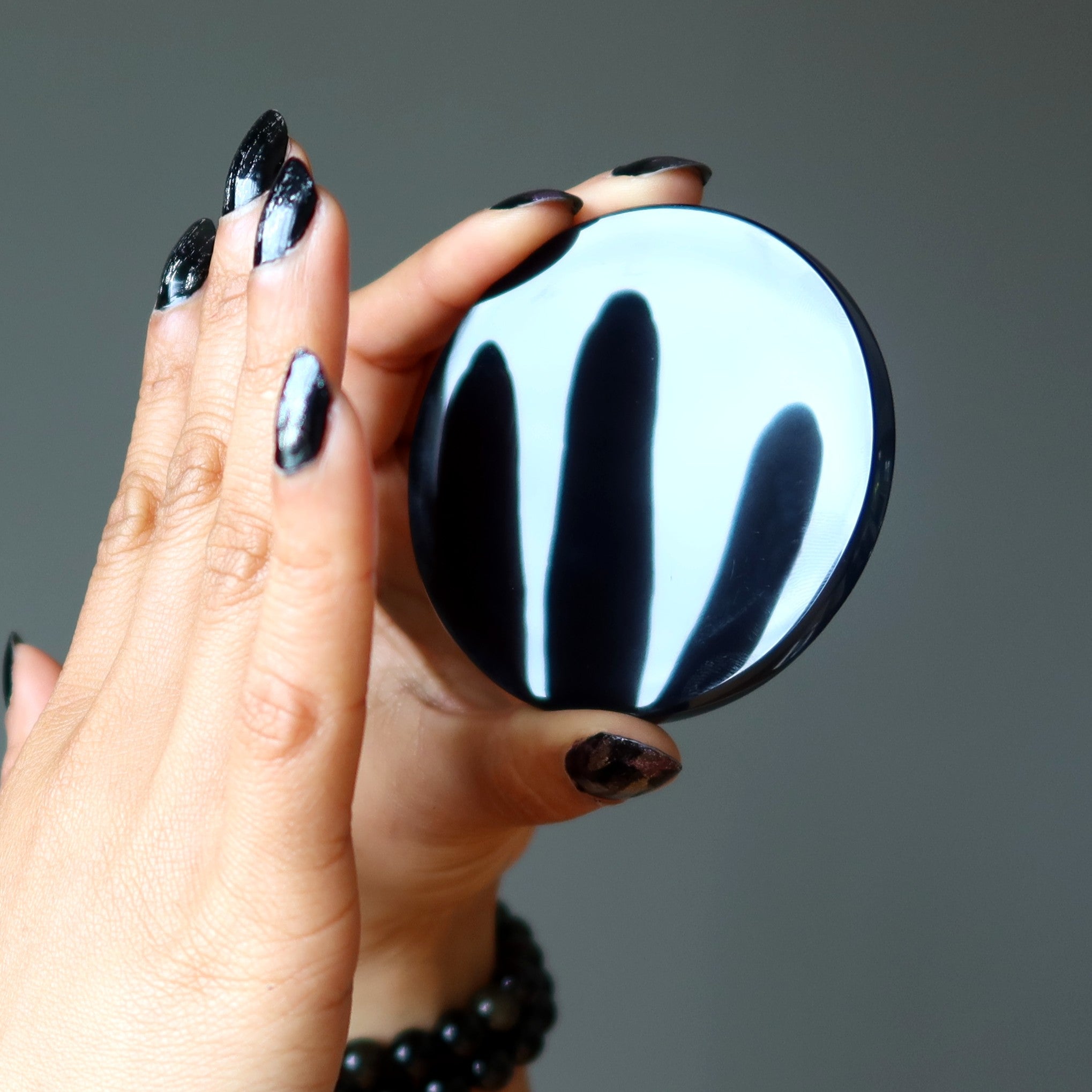 Black Obsidian Charger Mirror Gazing Stone