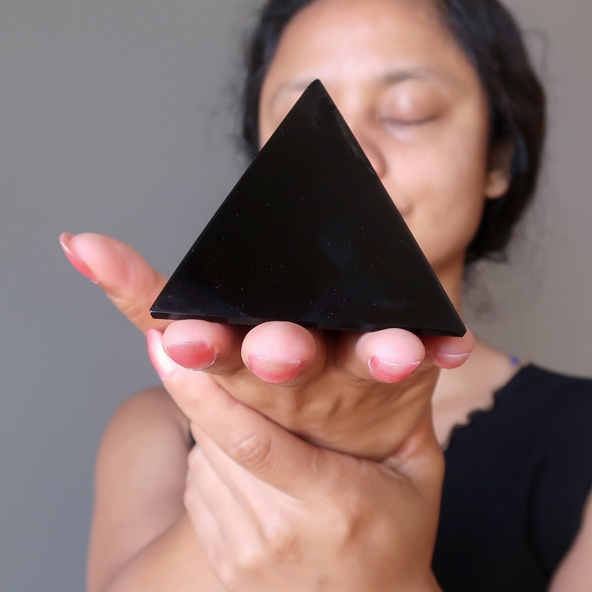 Black Obsidian Pyramid Power Protection Crystal