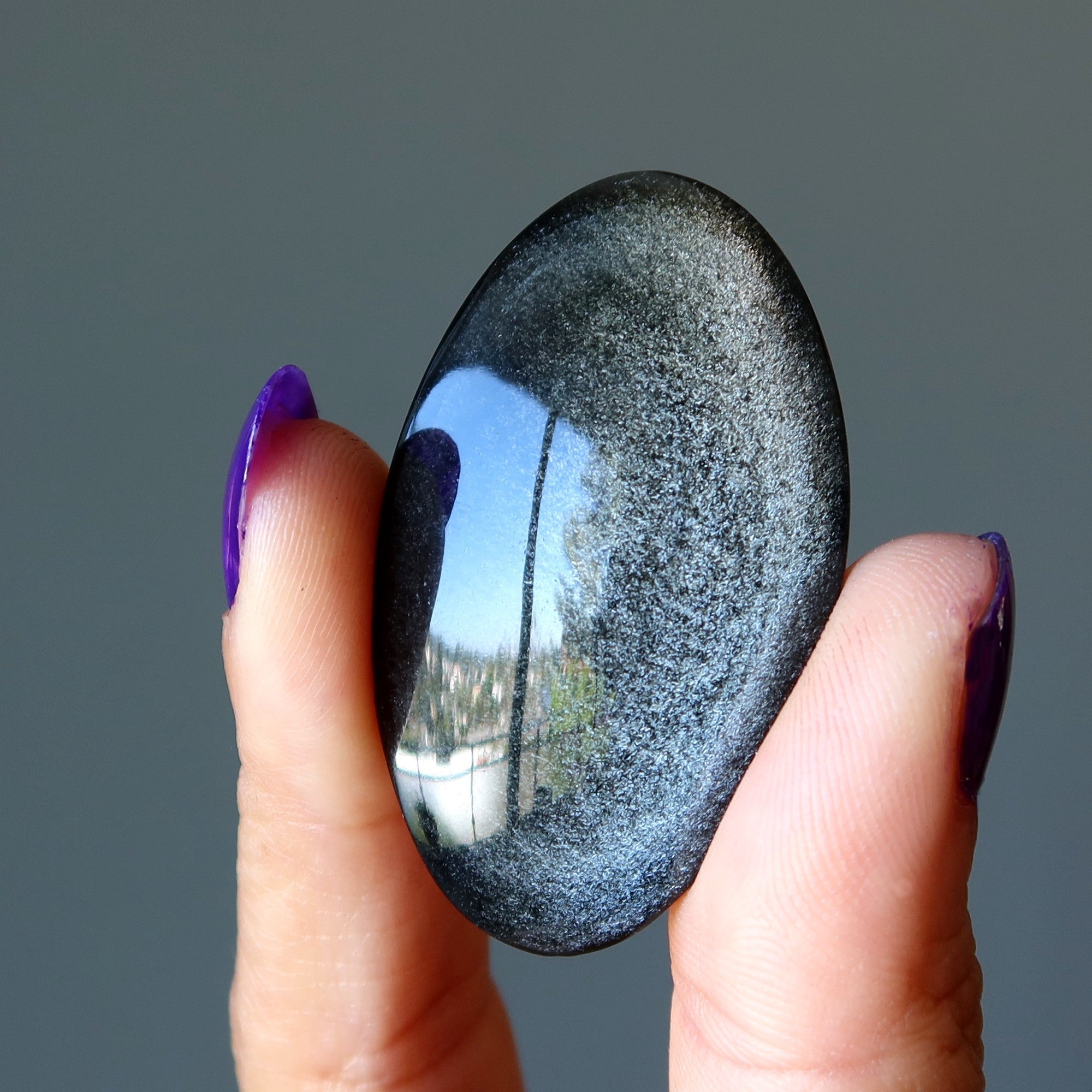 Silberschimmer-Obsidian Gitter Schutzstein