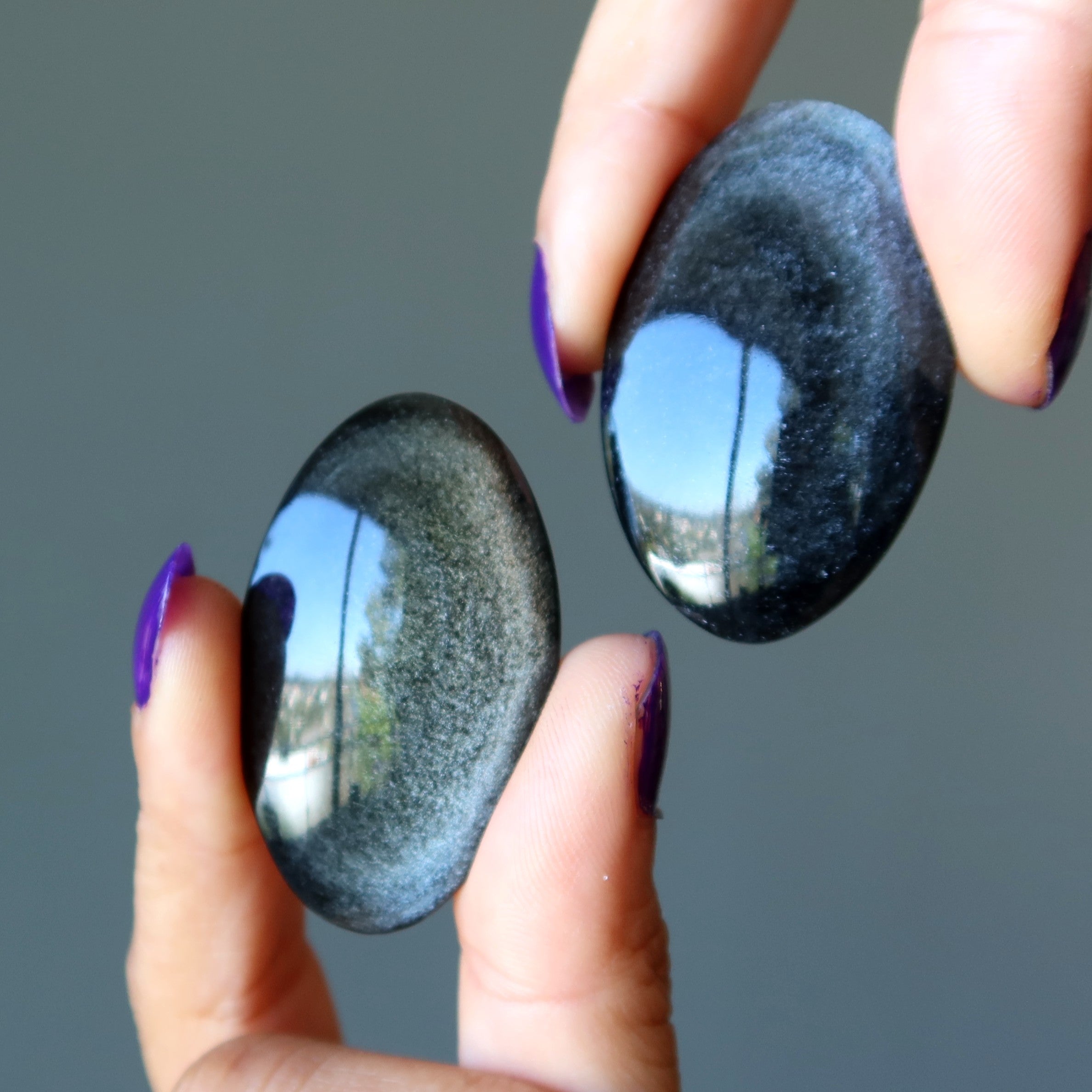 Silberschimmer-Obsidian Gitter Schutzstein