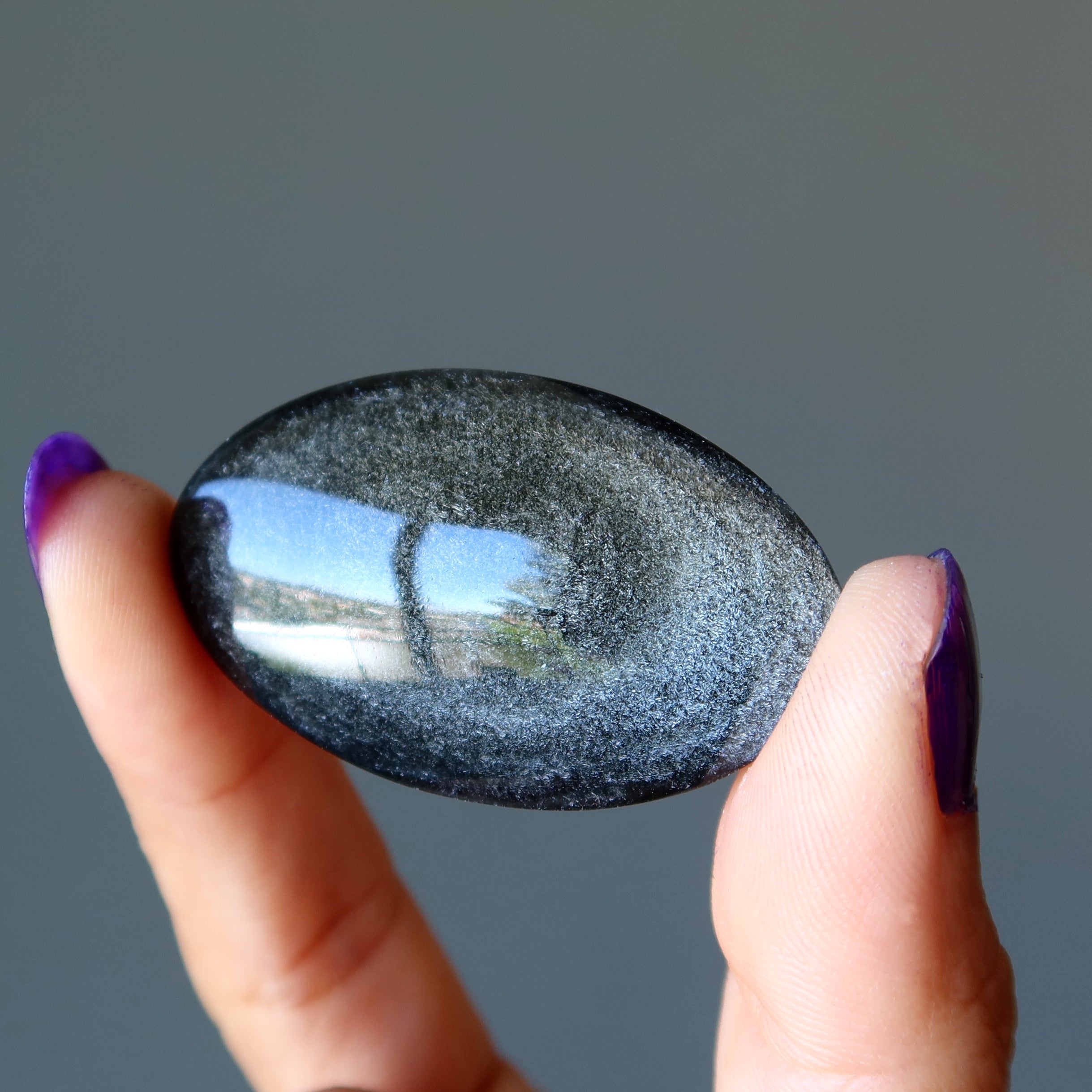 Silberschimmer-Obsidian Gitter Schutzstein