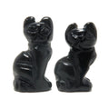 Chat en Obsidienne Noire Miniature 1" Animal Porte-Bonheur Félin