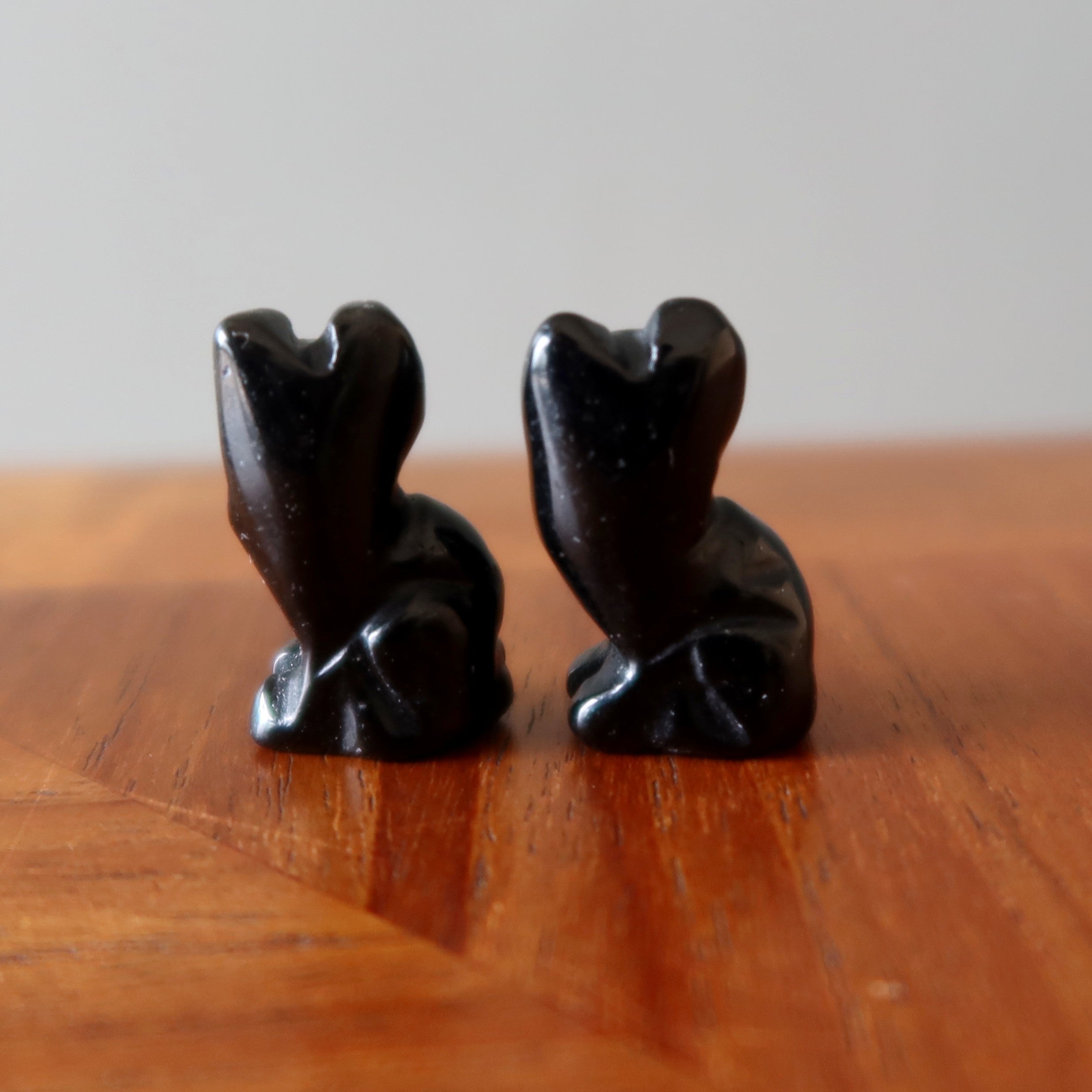 Chat en Obsidienne Noire Miniature 1" Animal Porte-Bonheur Félin