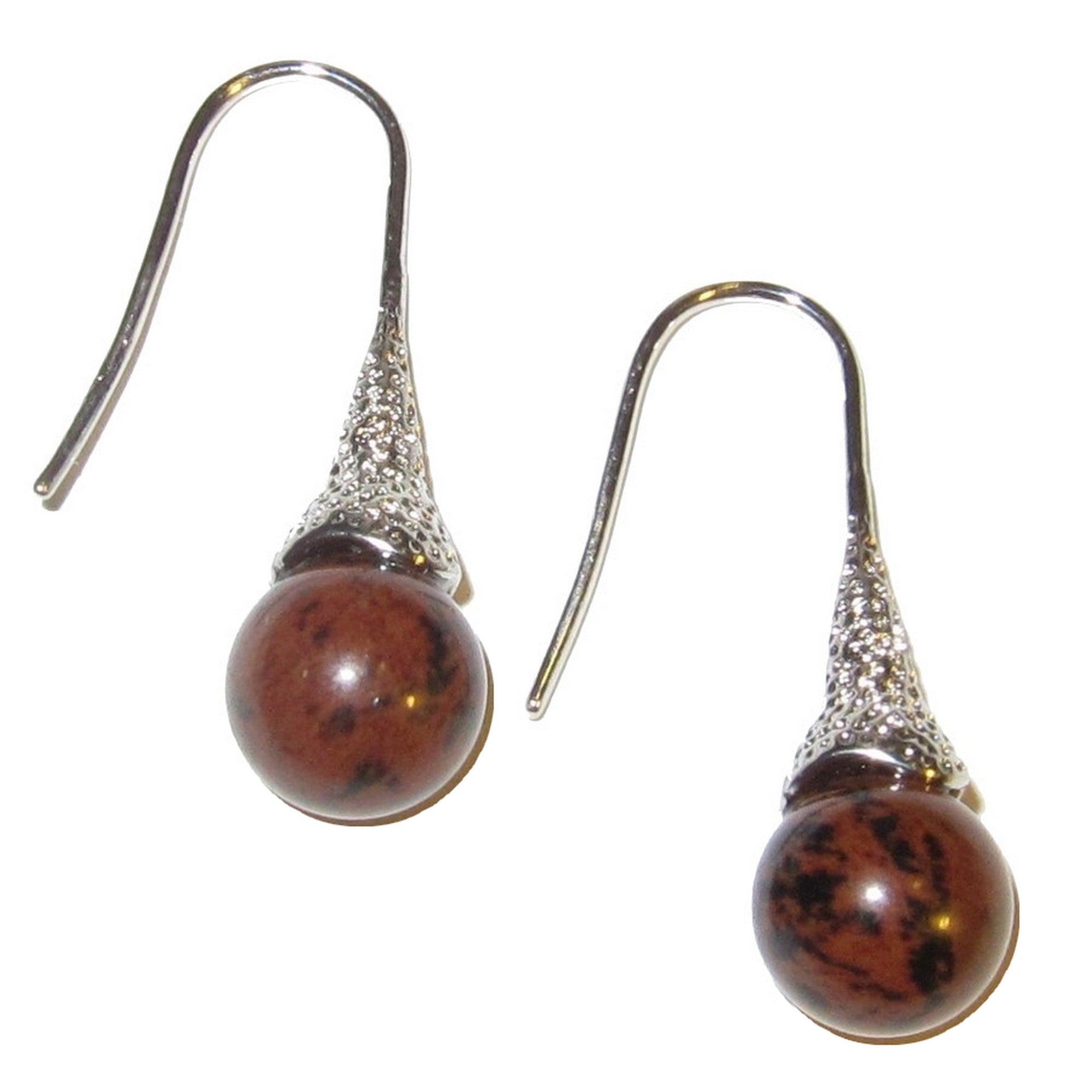 Mahogany Obsidian Earrings Drop of Volcanic Art Stones