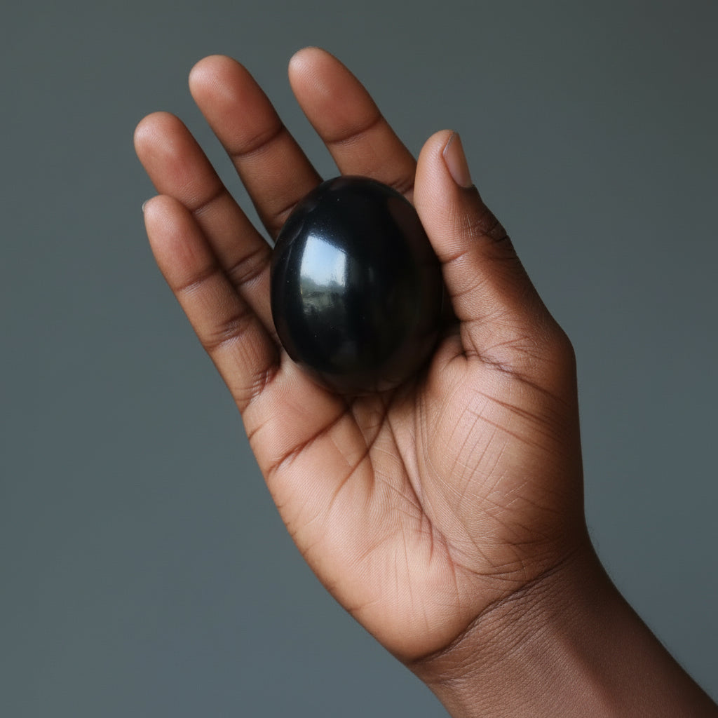 Black Obsidian Egg Protective Negative Energy Blocker Stone