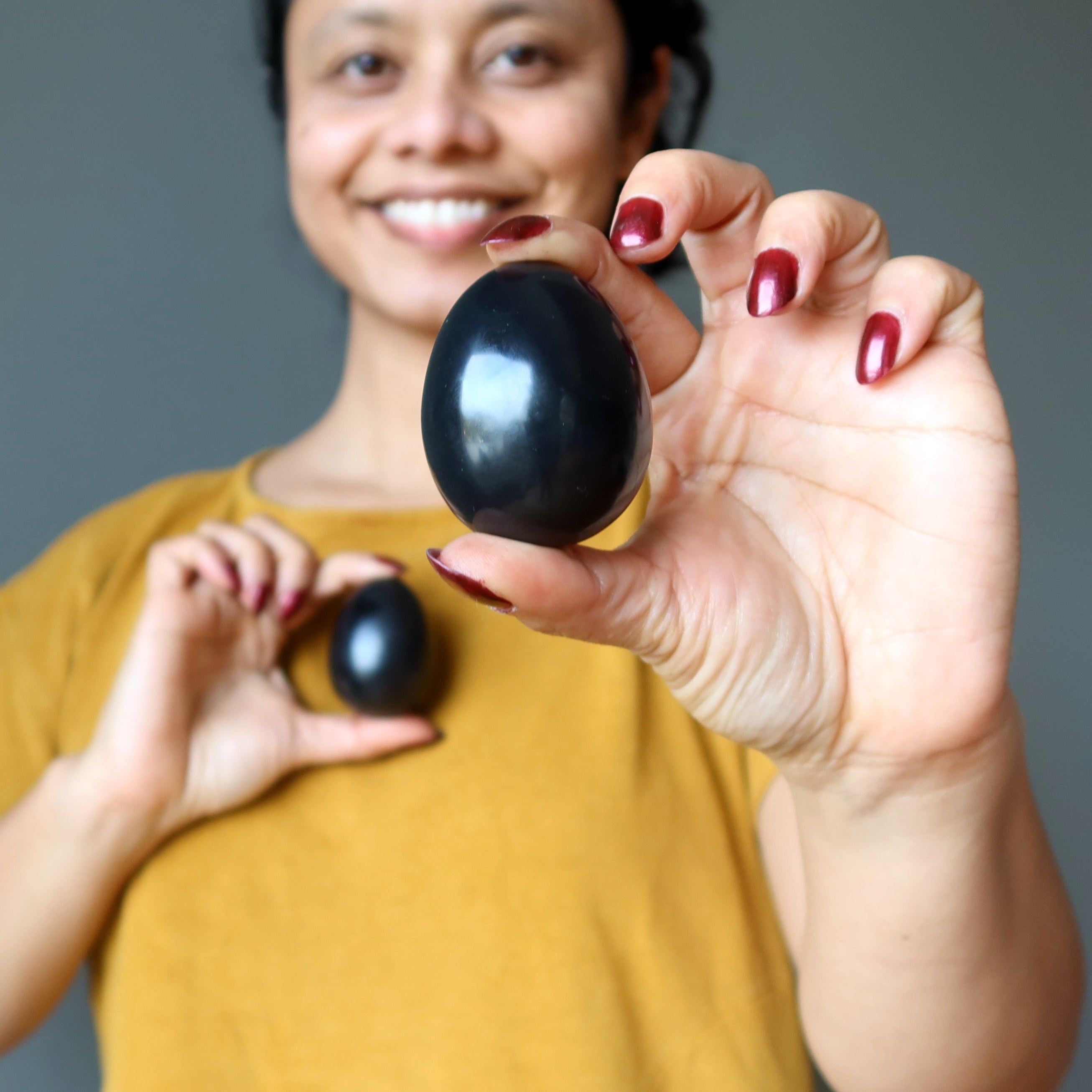 Black Obsidian Egg Protective Negative Energy Blocker Stone