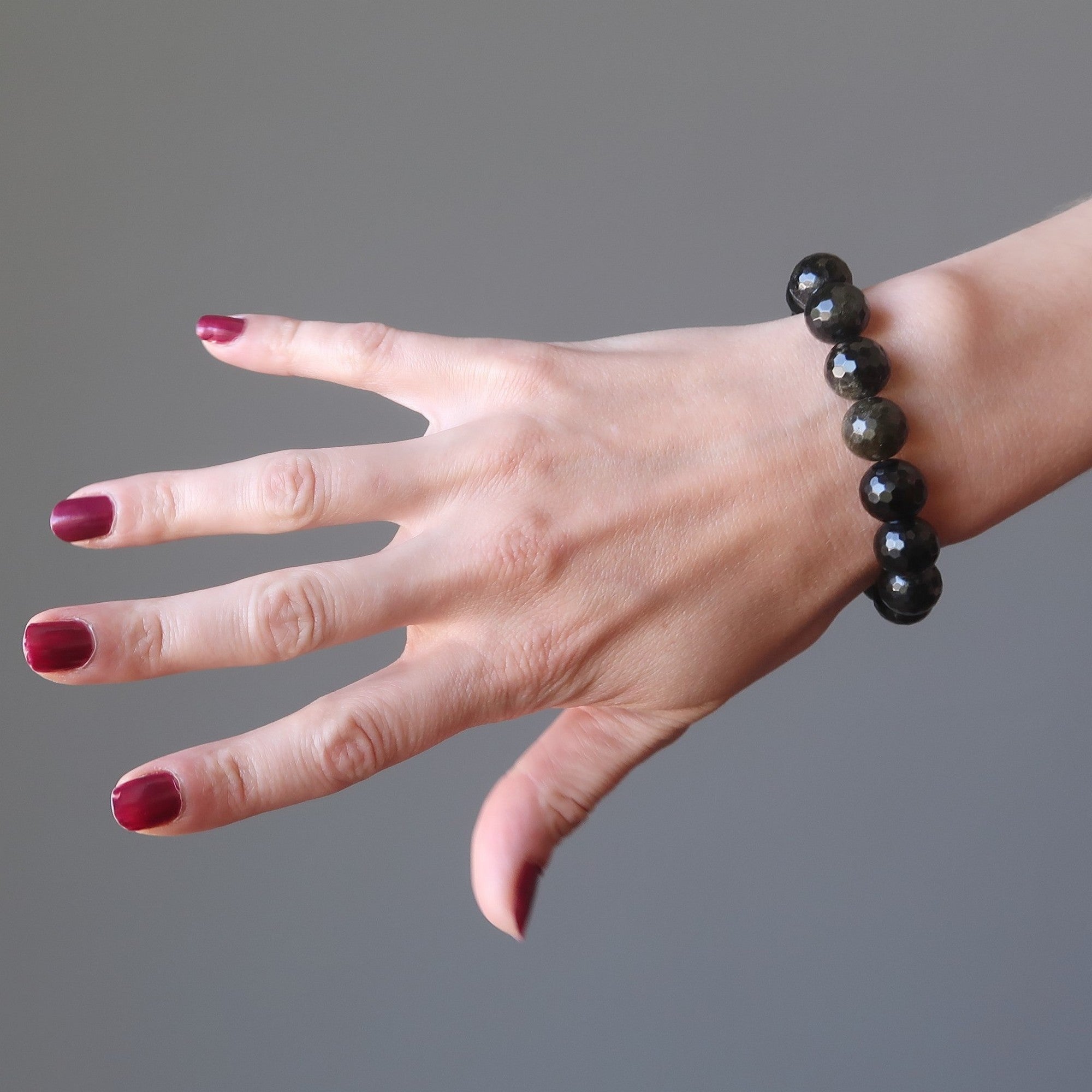 Bracelet en obsidienne dorée facettée, Posh Protector
