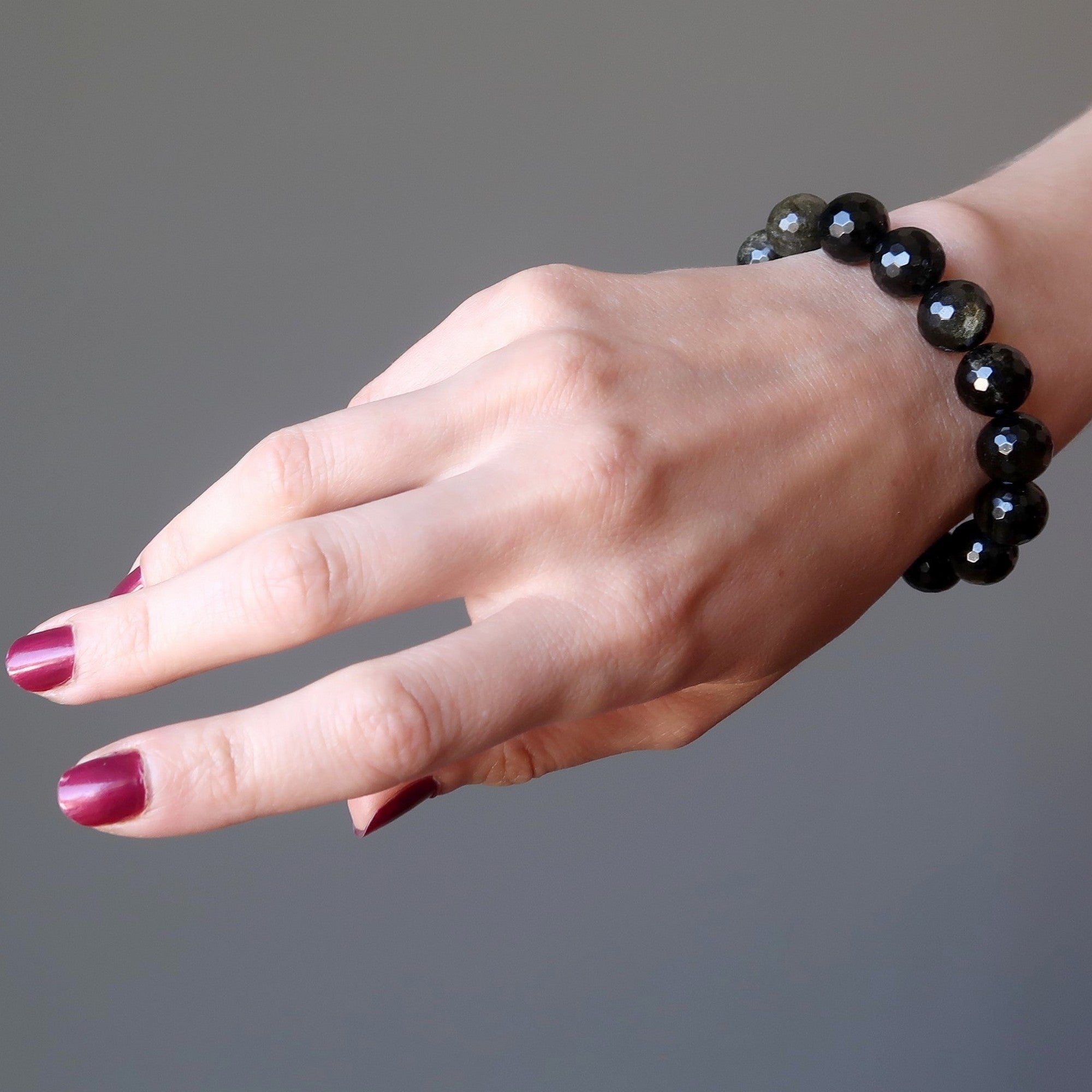 Bracelet en obsidienne dorée facettée, Posh Protector