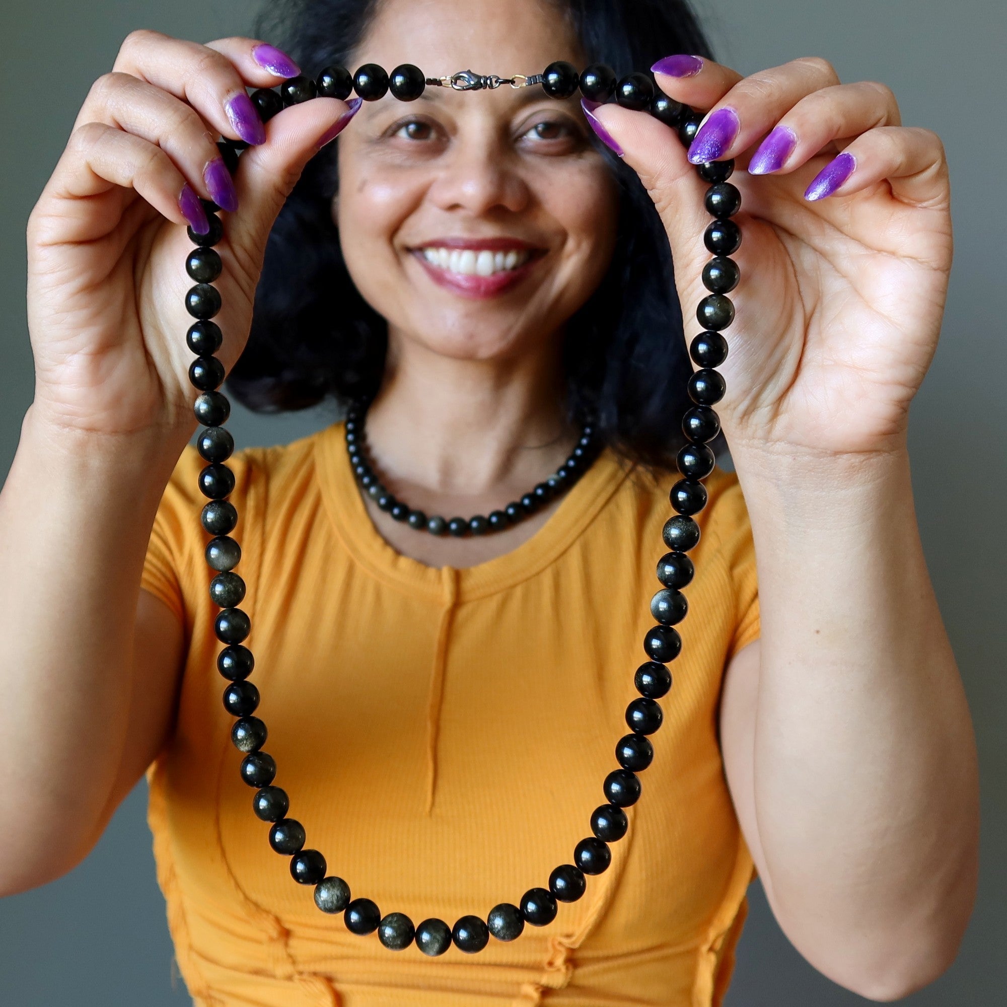 Gold Sheen Obsidian Necklace Bedazzle My Style